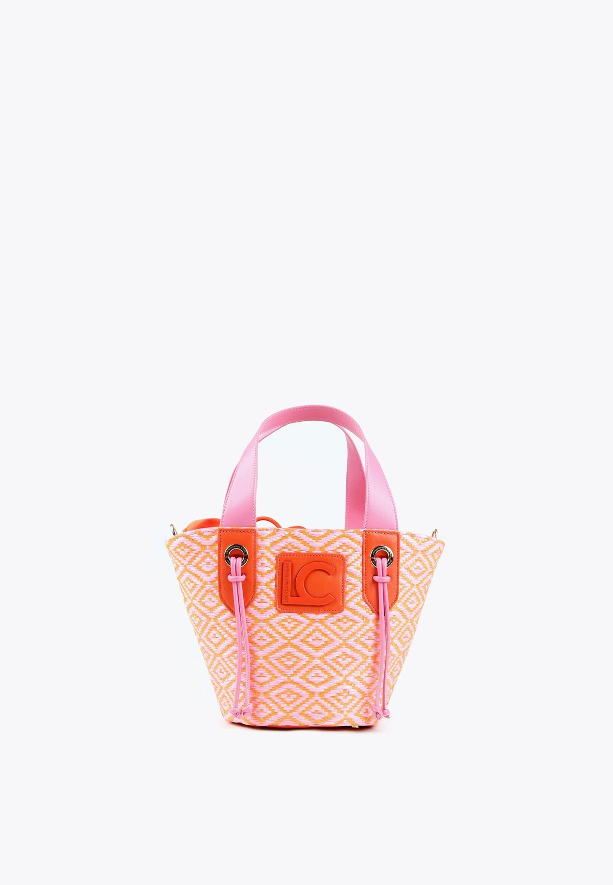 LS2404004-Pink-Orange-Two-tone basket-style crossbody bag