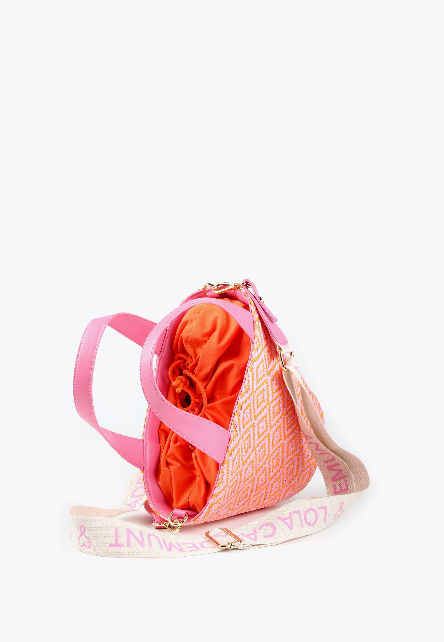 LS2404004-Pink-Orange-Two-tone basket-style crossbody bag