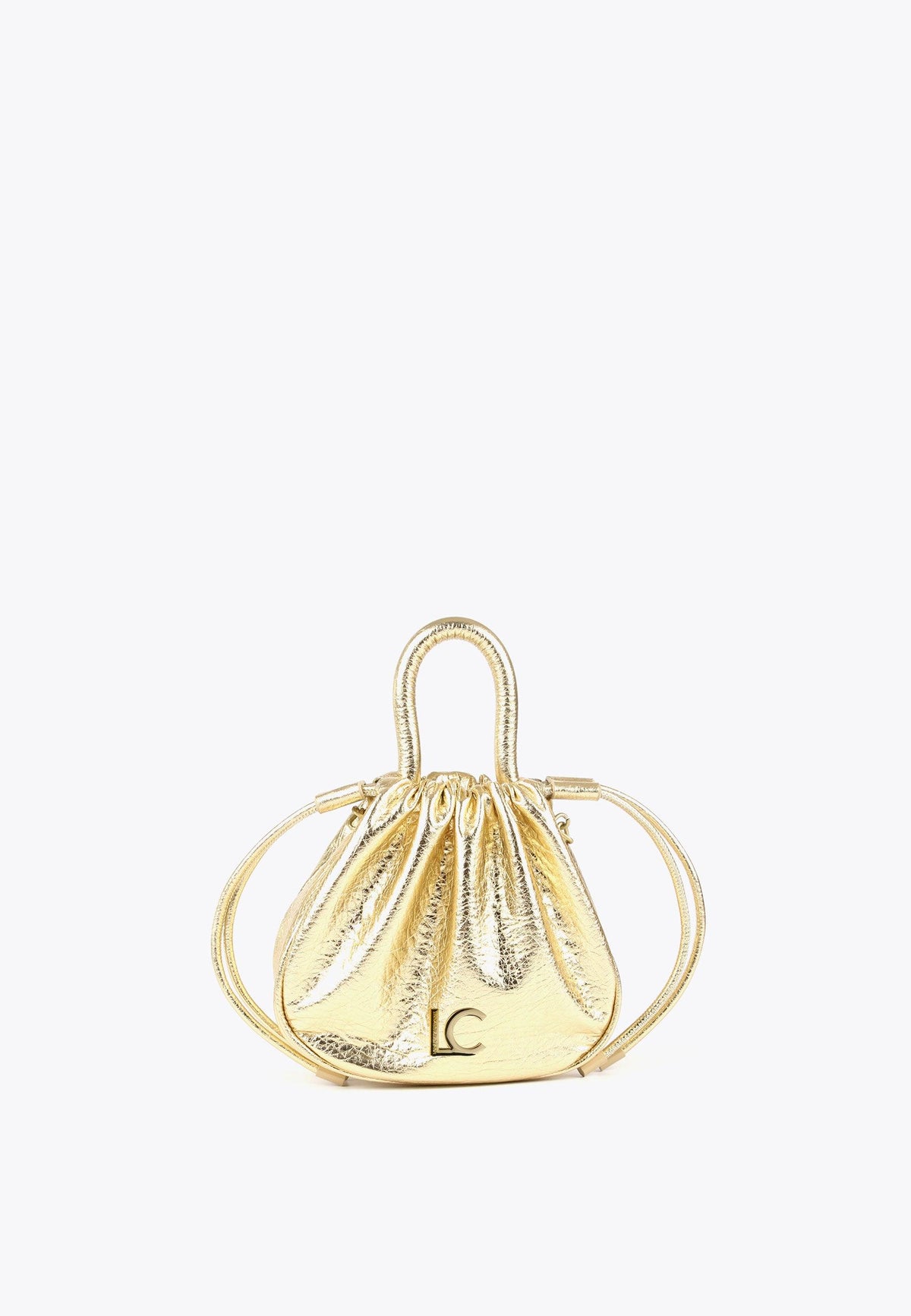 LS2404007-Gold-Crossbody bag with raised logo