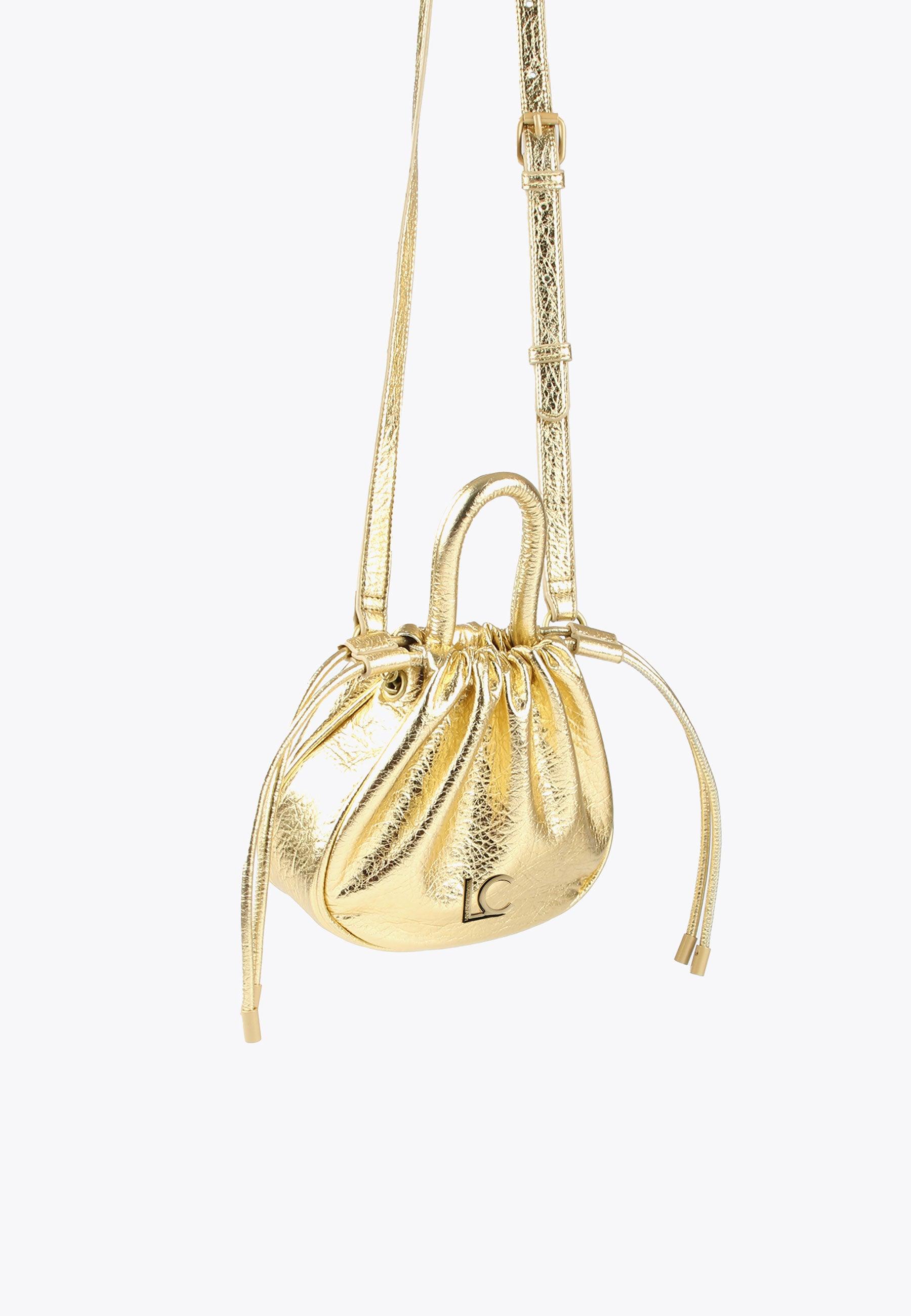 LS2404007-Gold-Crossbody bag with raised logo