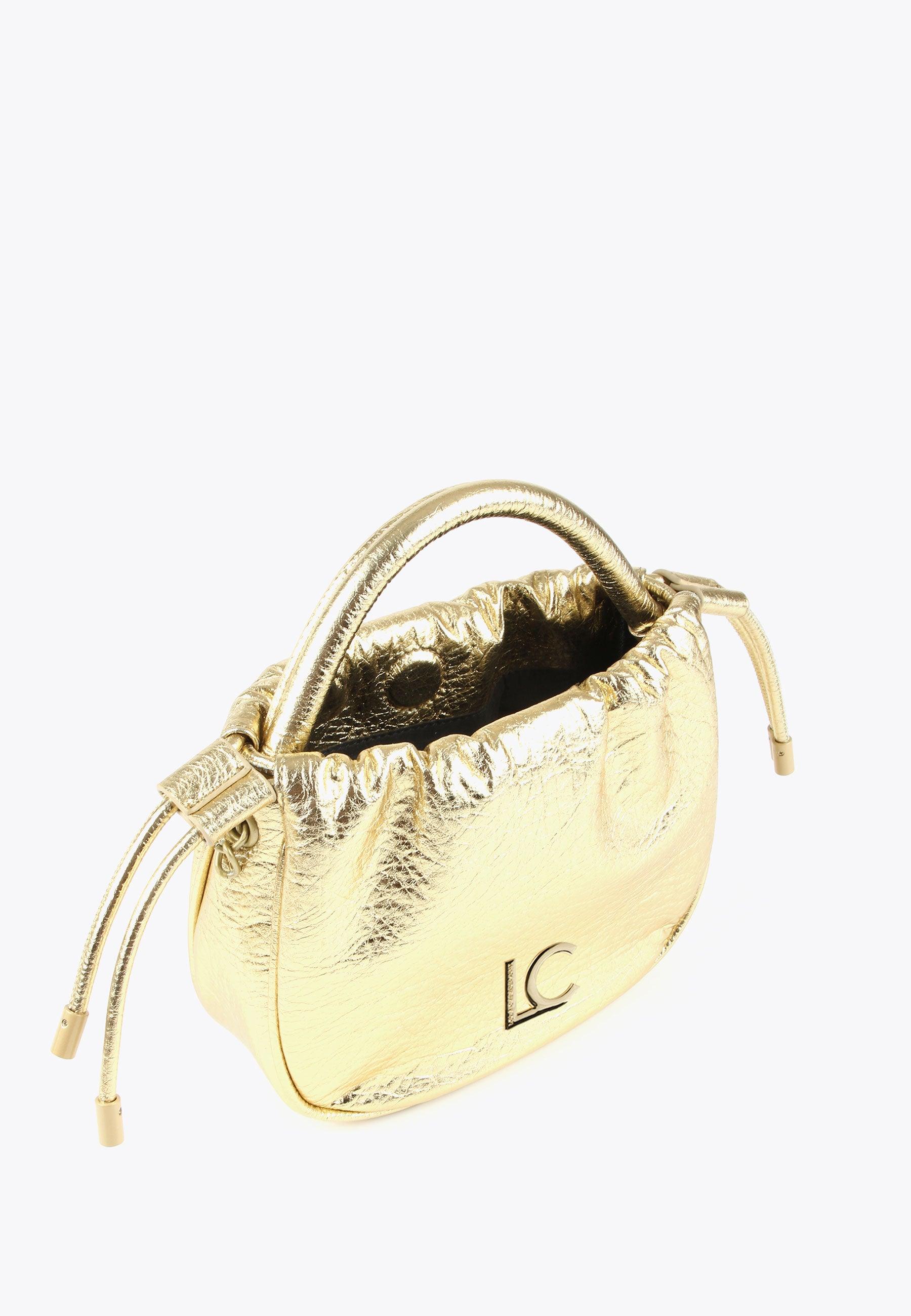 LS2404007-Gold-Crossbody bag with raised logo