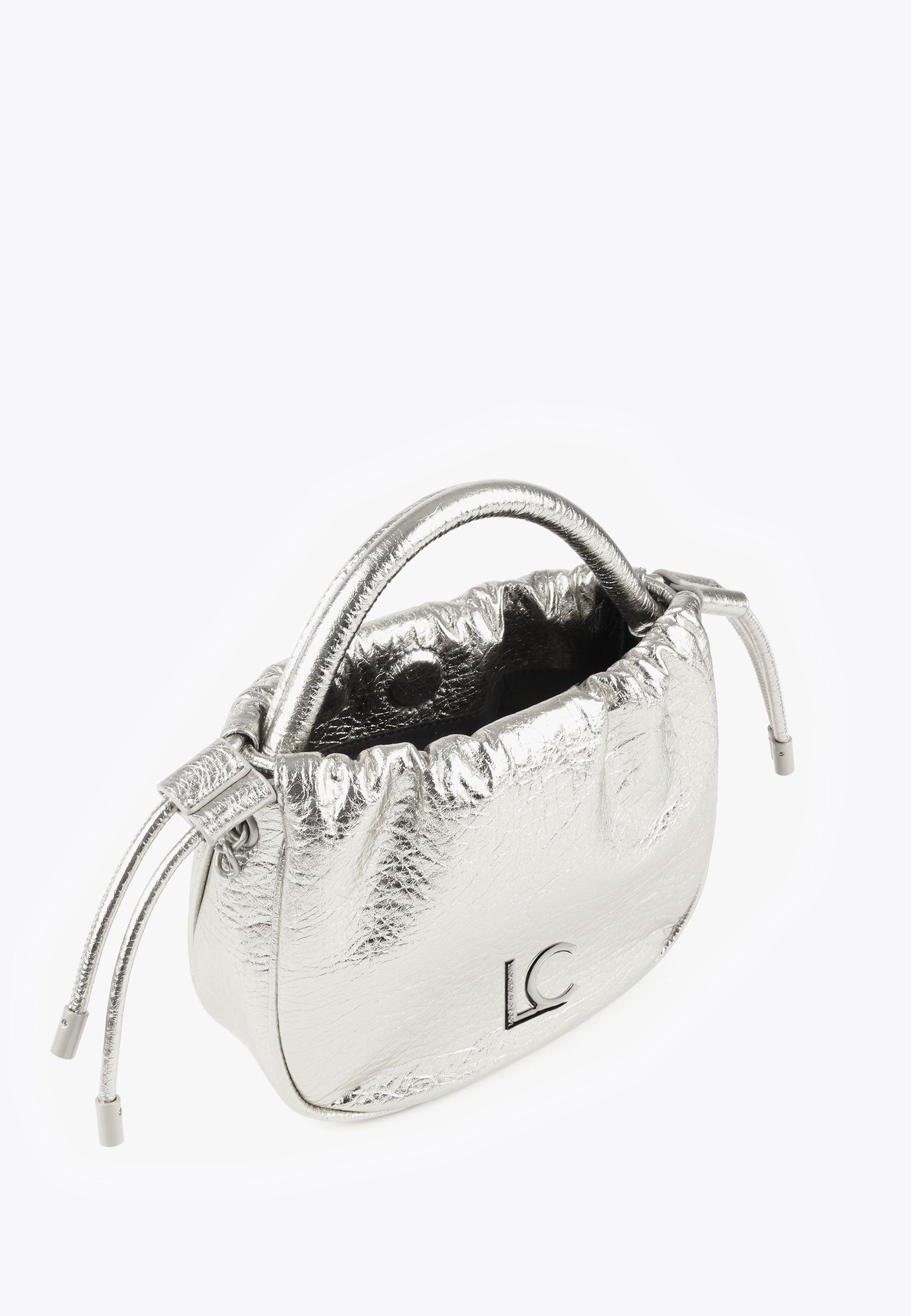 LS2404007-Silver-Crossbody bag with raised logo