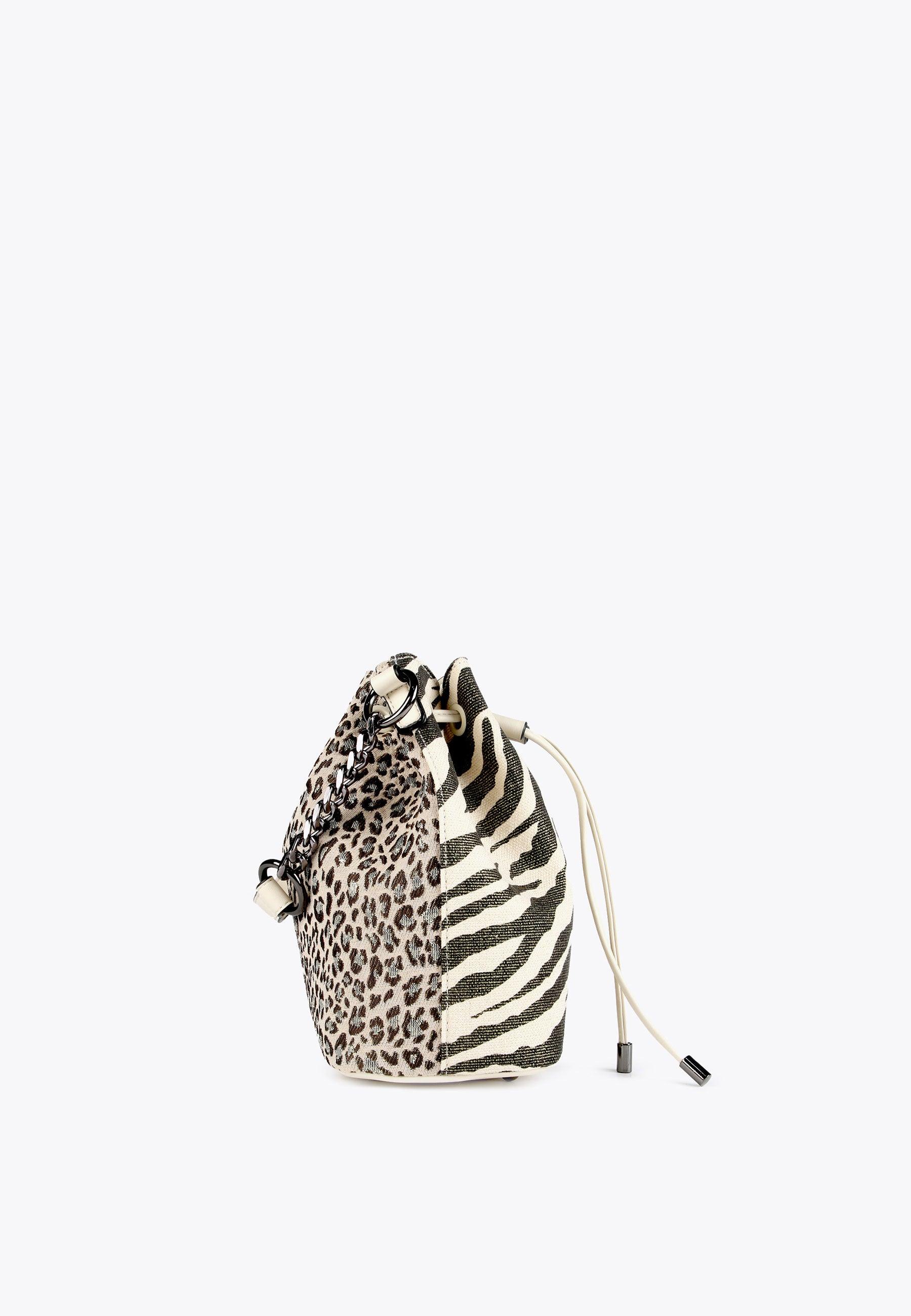 LS2404043-Ecru-Metal-Animal print bucket bag