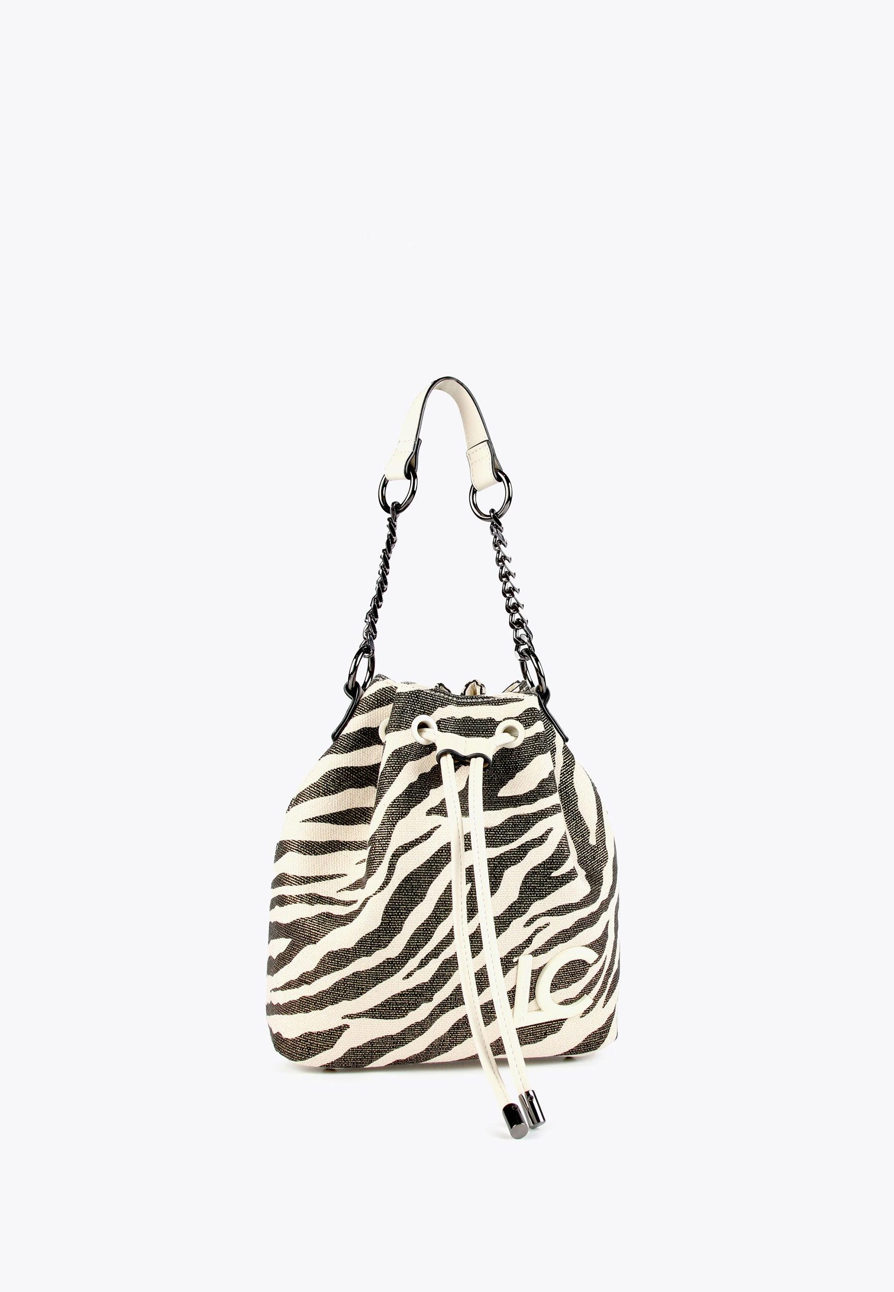 LS2404043-Ecru-Metal-Animal print bucket bag