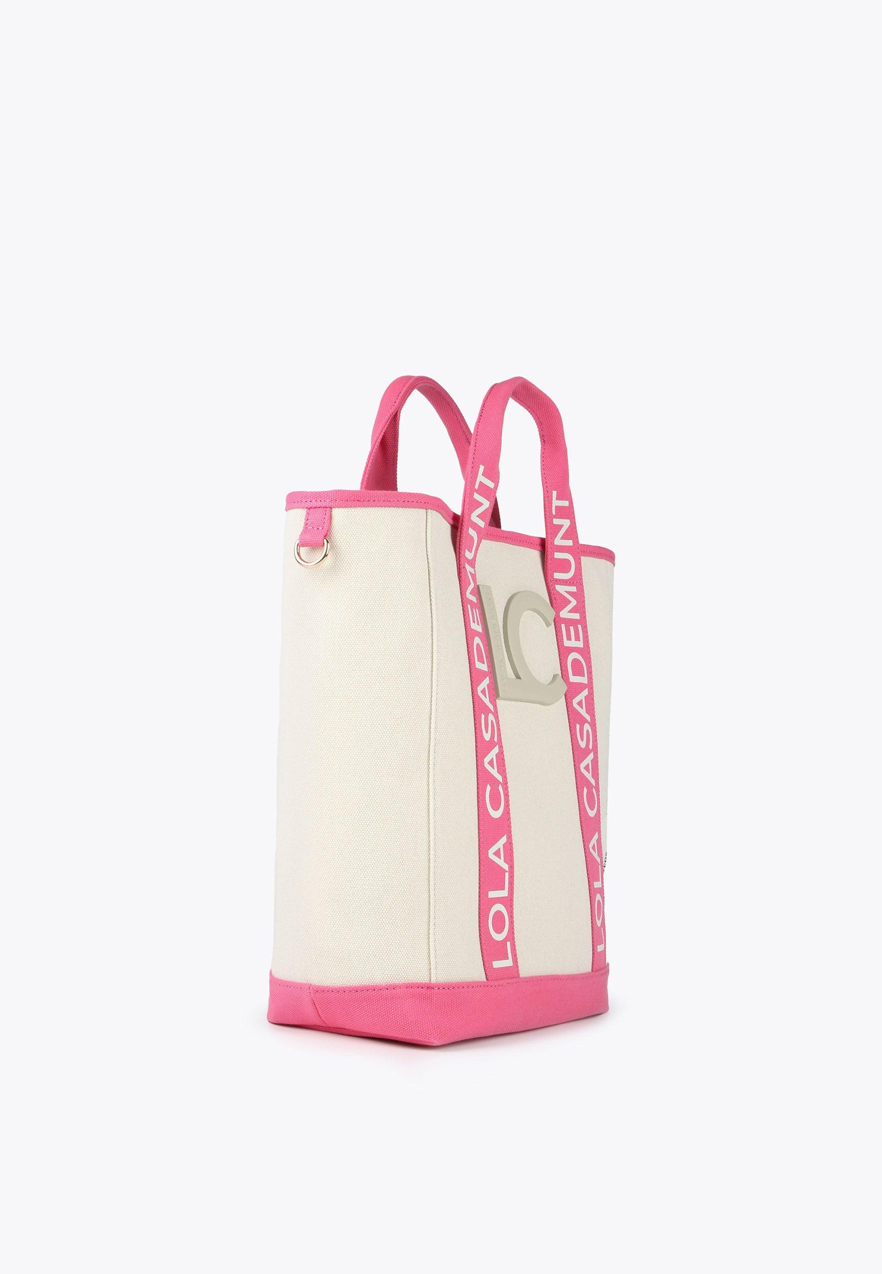 LS2404045-Ecru-Pink-Logo tote bag