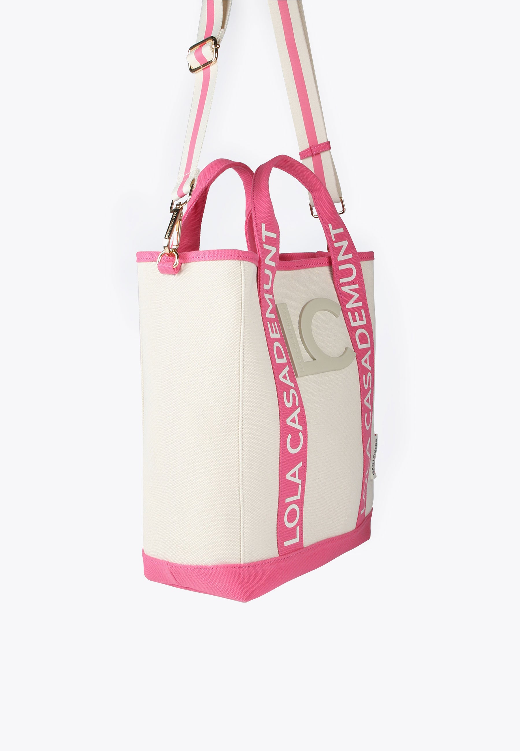 LS2404045-Ecru-Pink-Logo tote bag