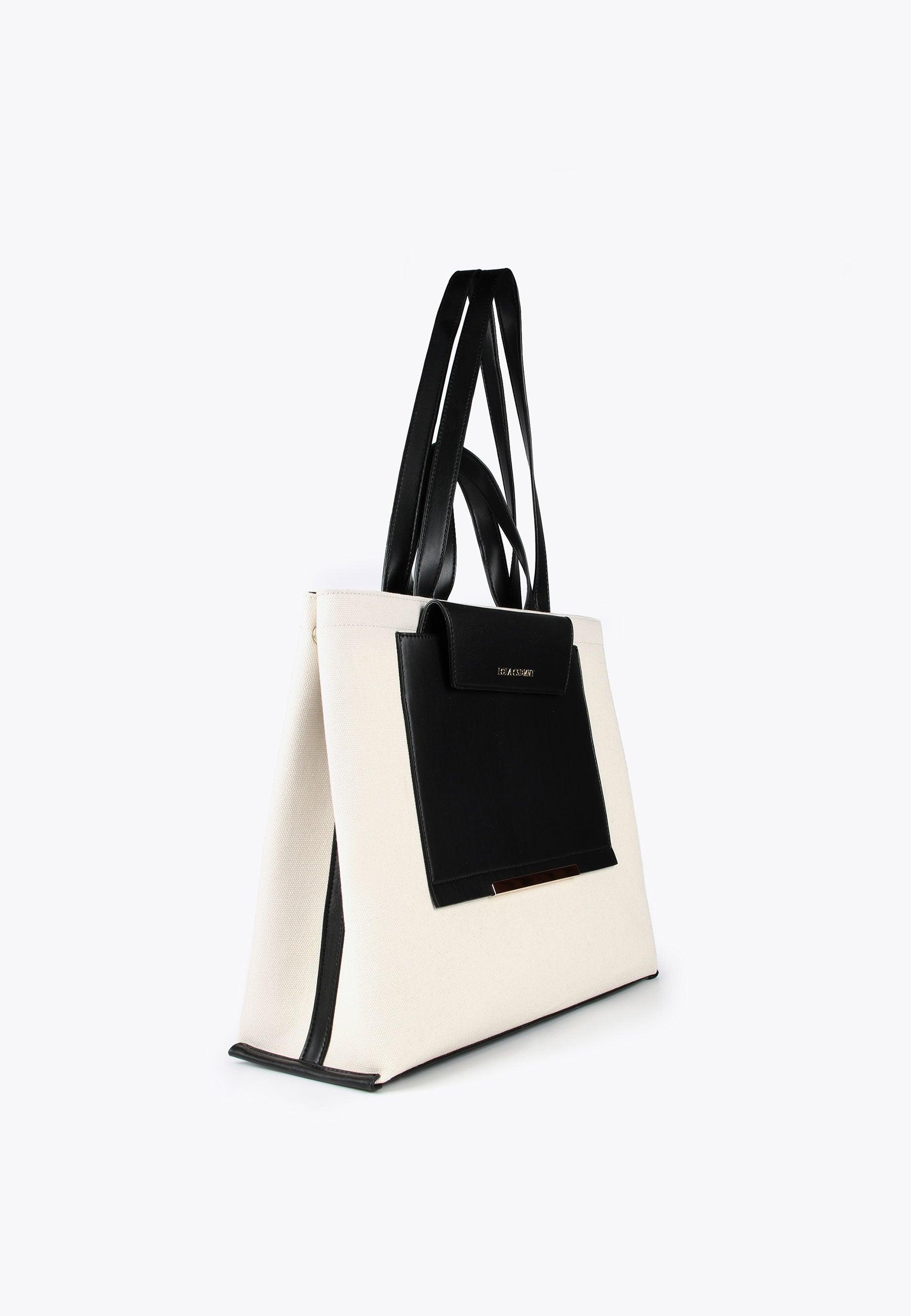 LS2404056-Ecru-Black-Two-tone tote bag