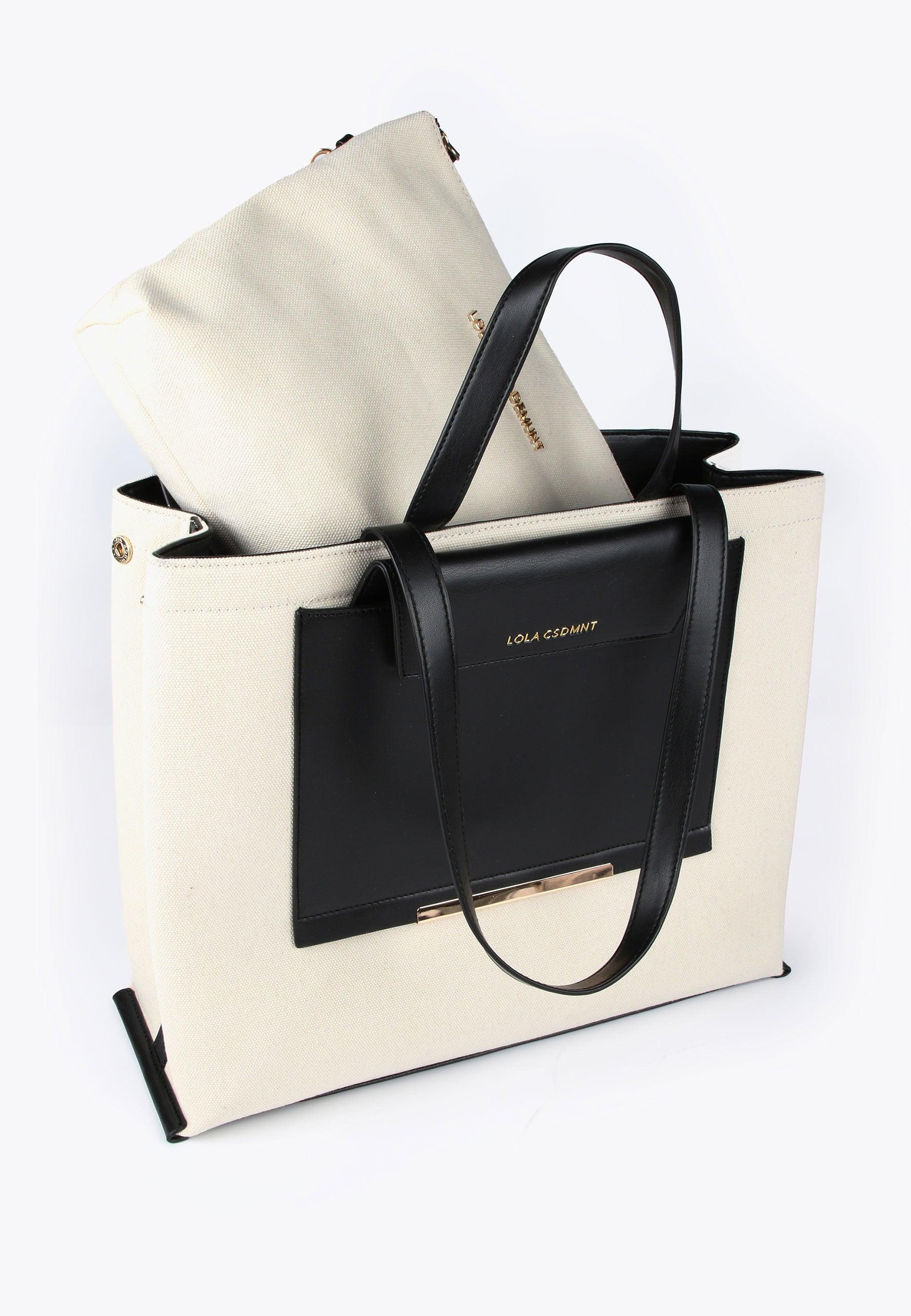 LS2404056-Ecru-Black-Two-tone tote bag