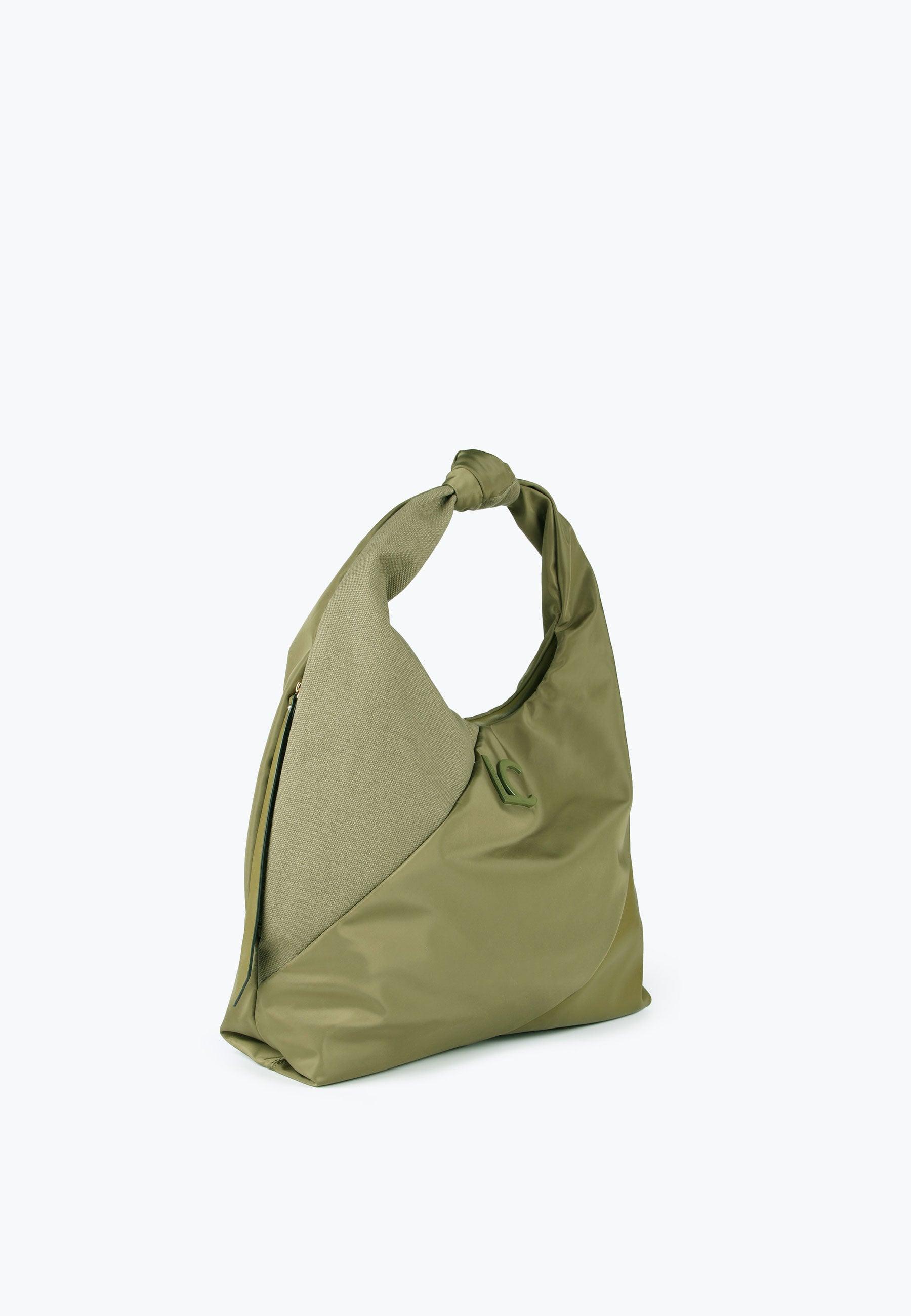 LS2404061-Khaki-Tote bag in contrasting materials