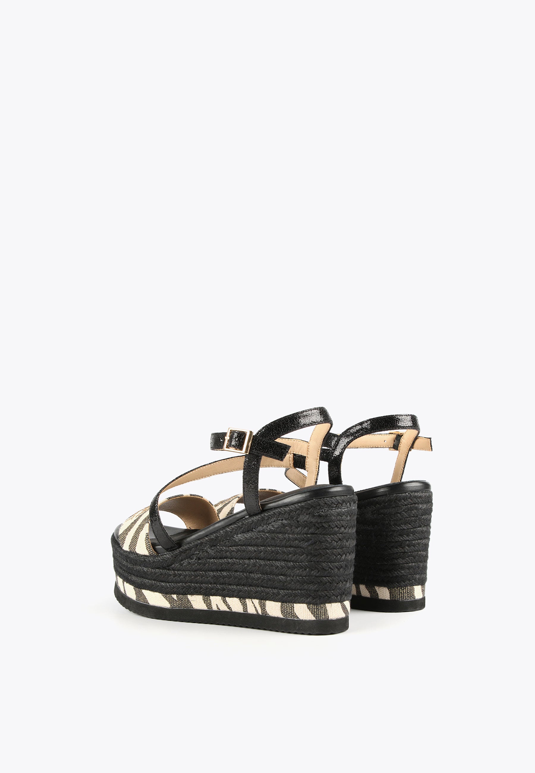 LS2405022-Black-Ecru-Animal print wedge sandals