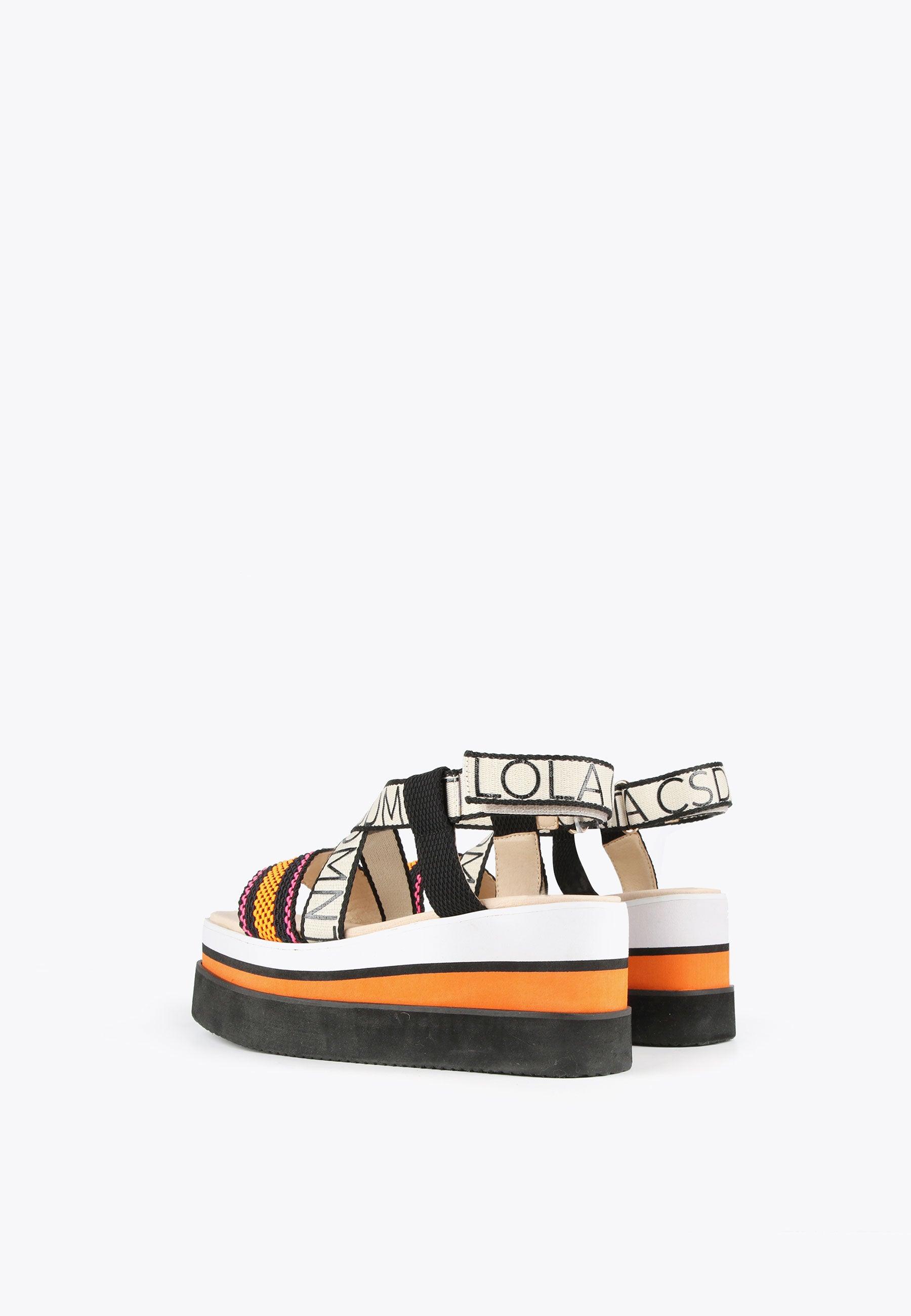 LS2405024-Orange-Black-Three-coloured platform sandals