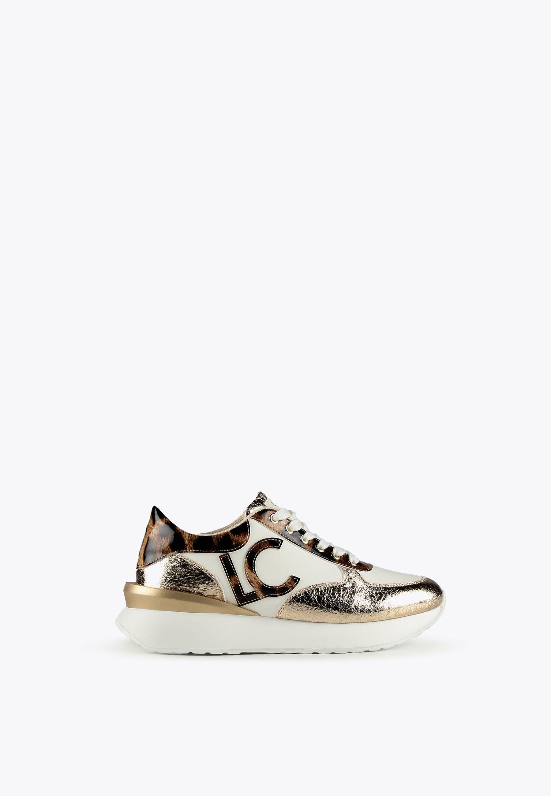 LS2405030-White-Brown-Sneakers with animal print details