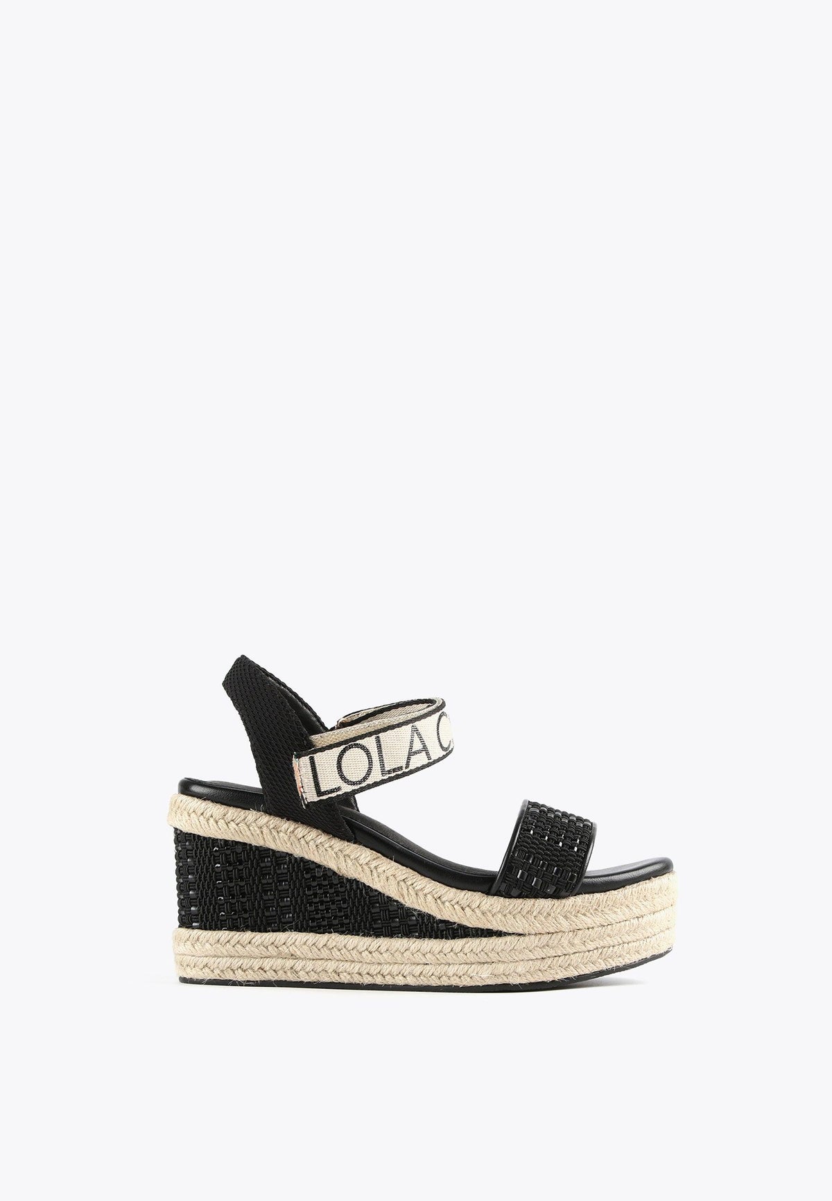 LS2405034-Black-Ecru-Logo wedge sandals