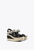 LS2405034-Black-Ecru-Logo wedge sandals