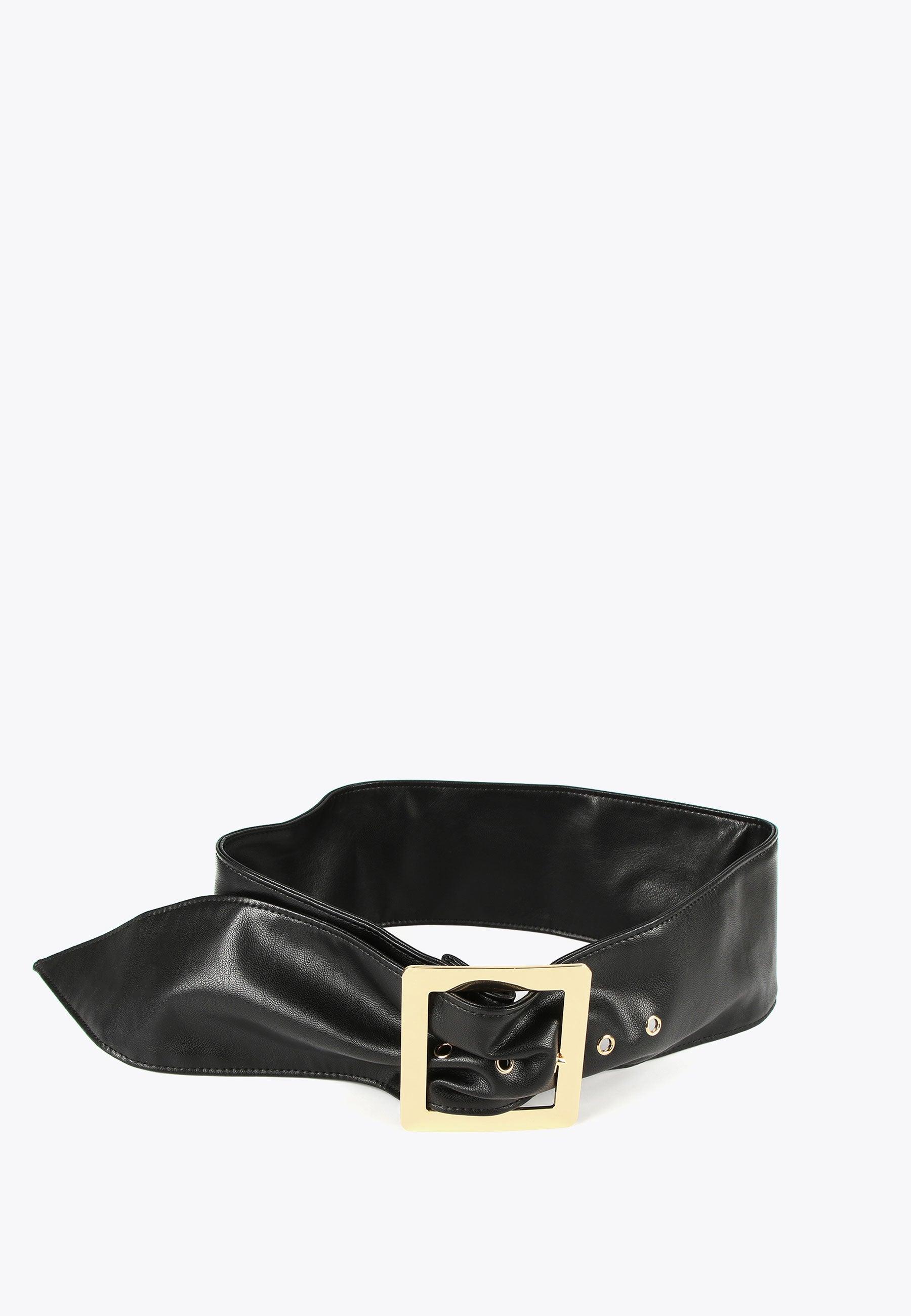 LS2406010-Black-Wide belt with maxi buckle