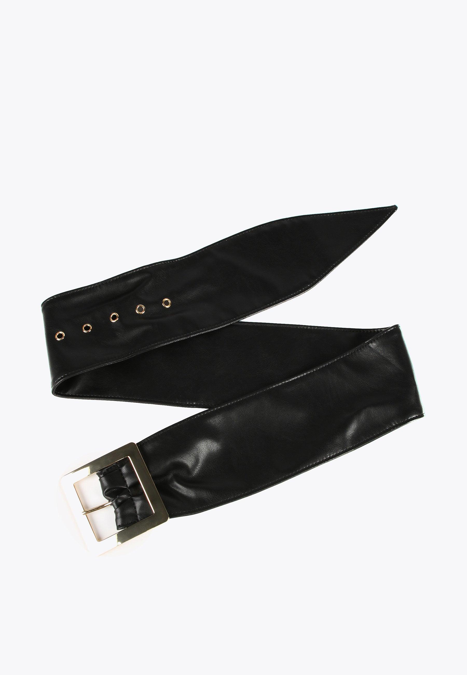 LS2406010-Black-Wide belt with maxi buckle