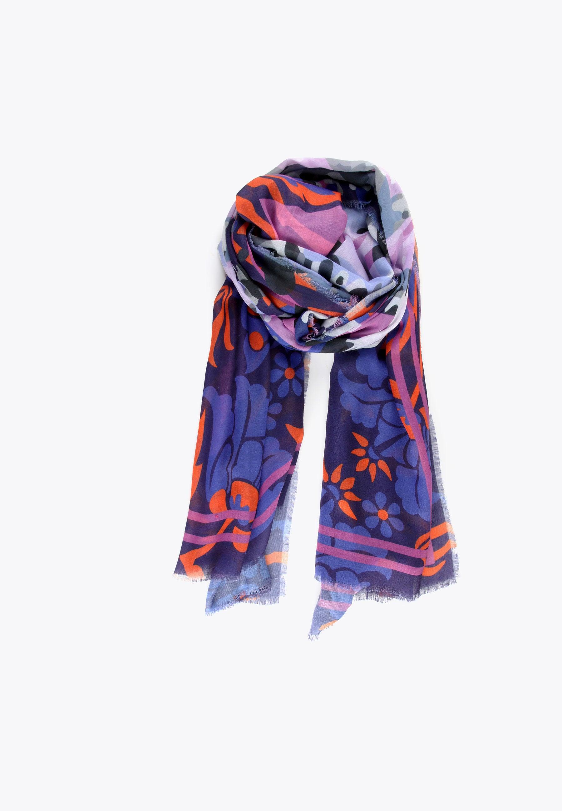 LS2407010-Lilac-Blue-Leopard and floral print foulard