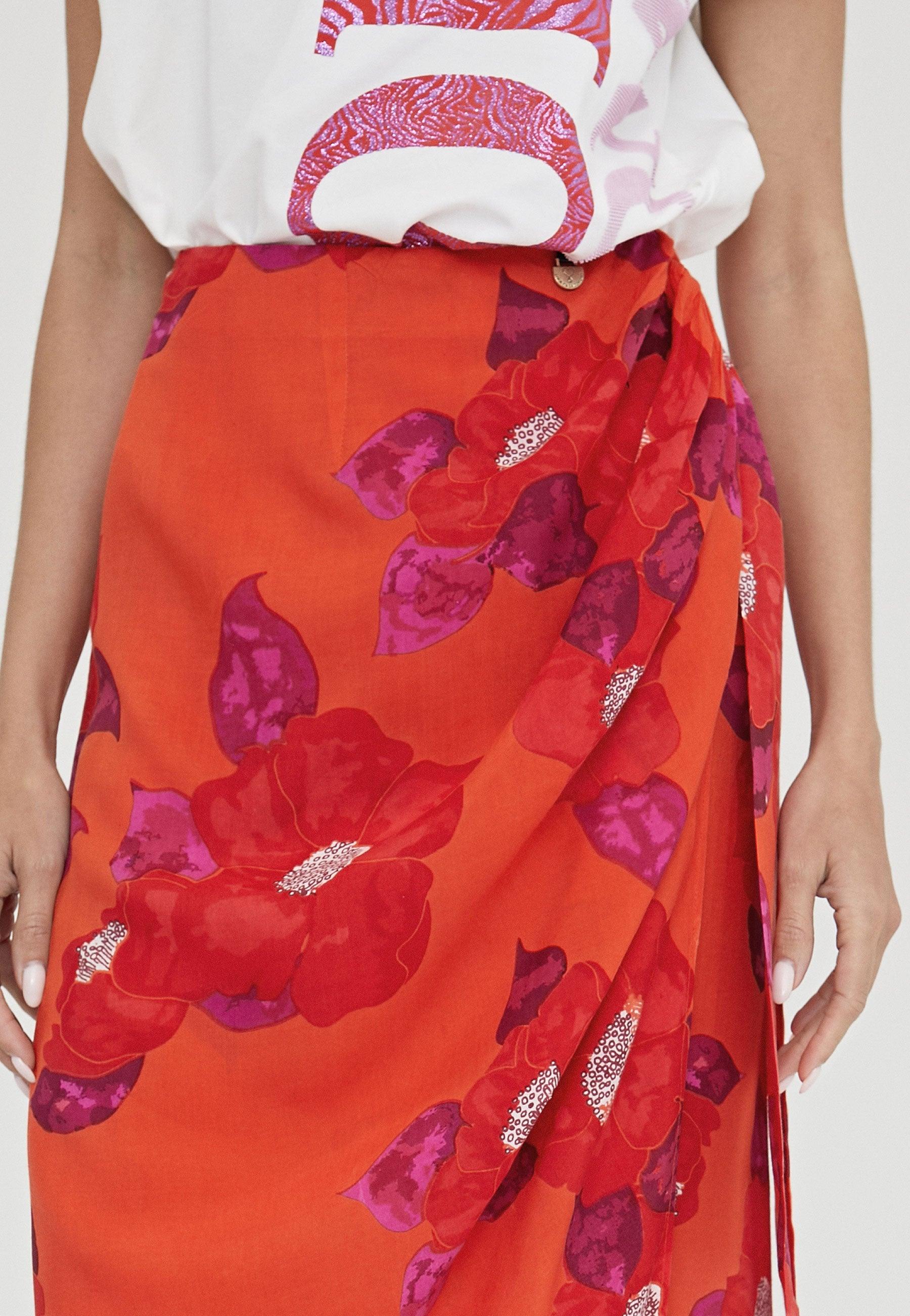 LS2408004-Orange-Pink-Printed pareo skirt