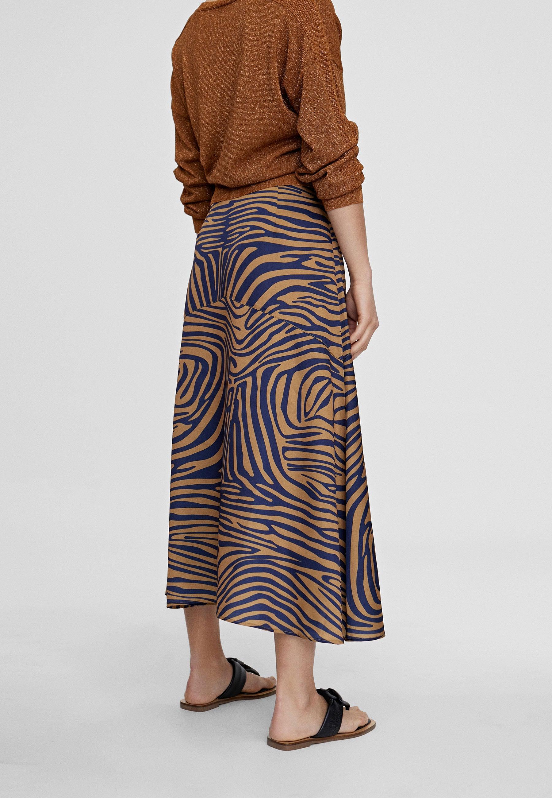 LS2408008-Brown-Blue-Zebra print midi skirt