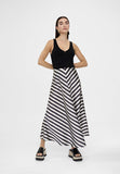 LS2408009-Black-White-Striped midi skirt