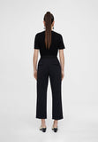 LS2414015-Black-Cropped trousers with turn-up hems