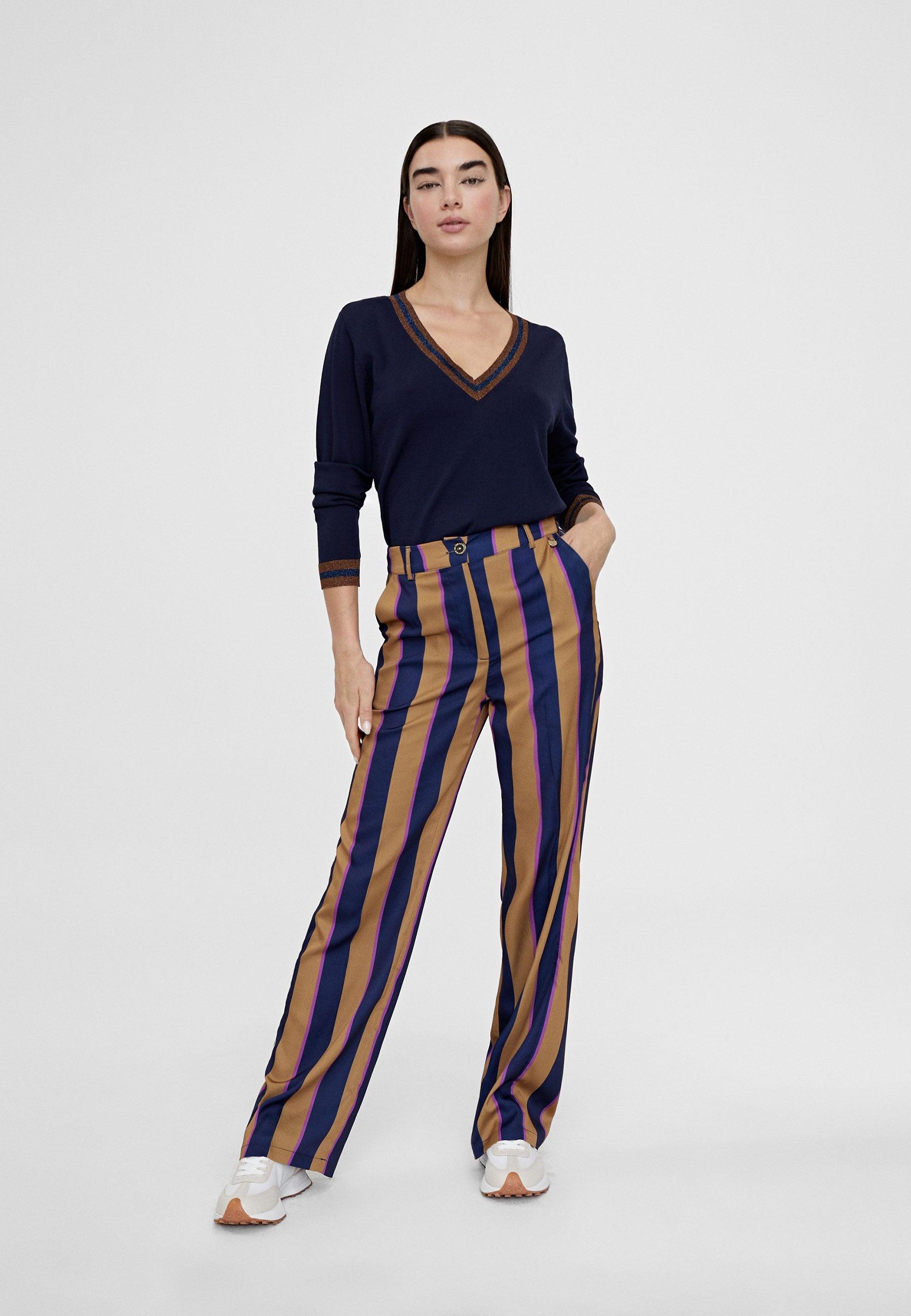 LS2414016-Blue-Brown-Straight striped trousers