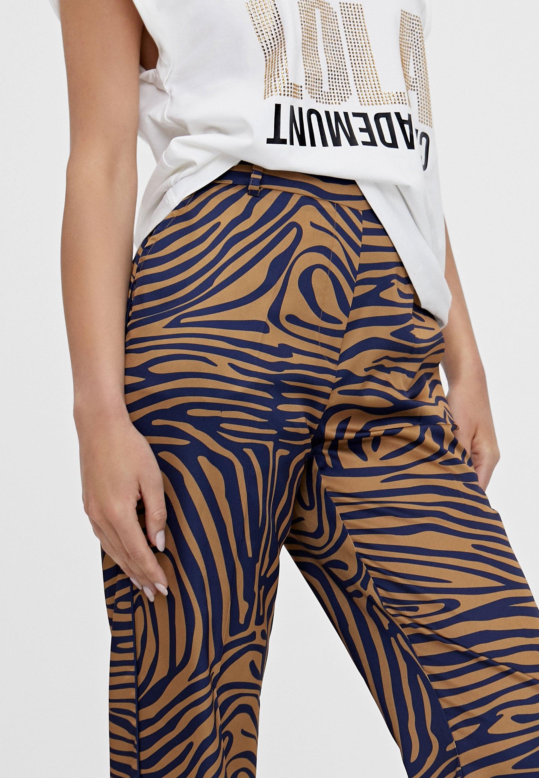 LS2414019-Brown-Blue-Straight zebra print trousers