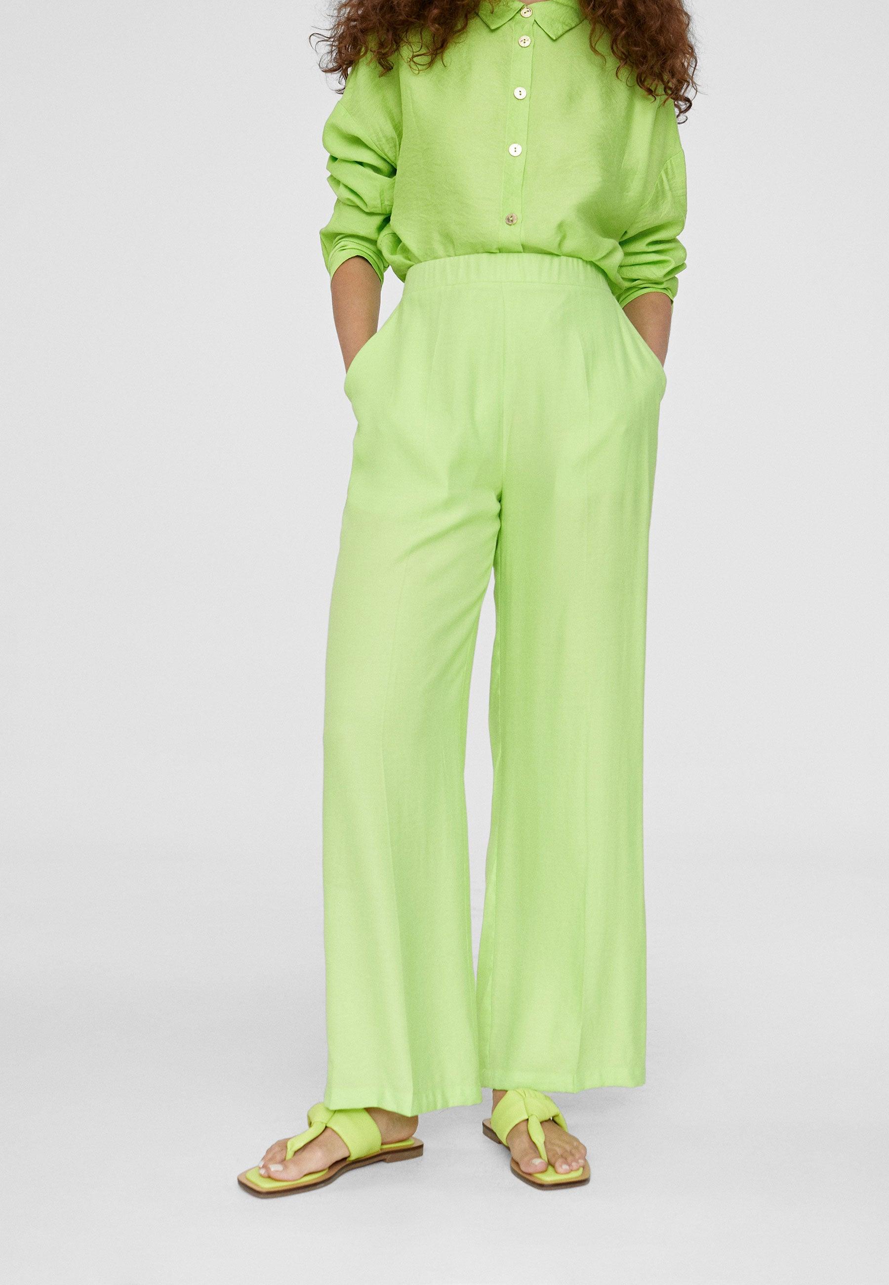 LS2414020-Lime-Straight flowing trousers