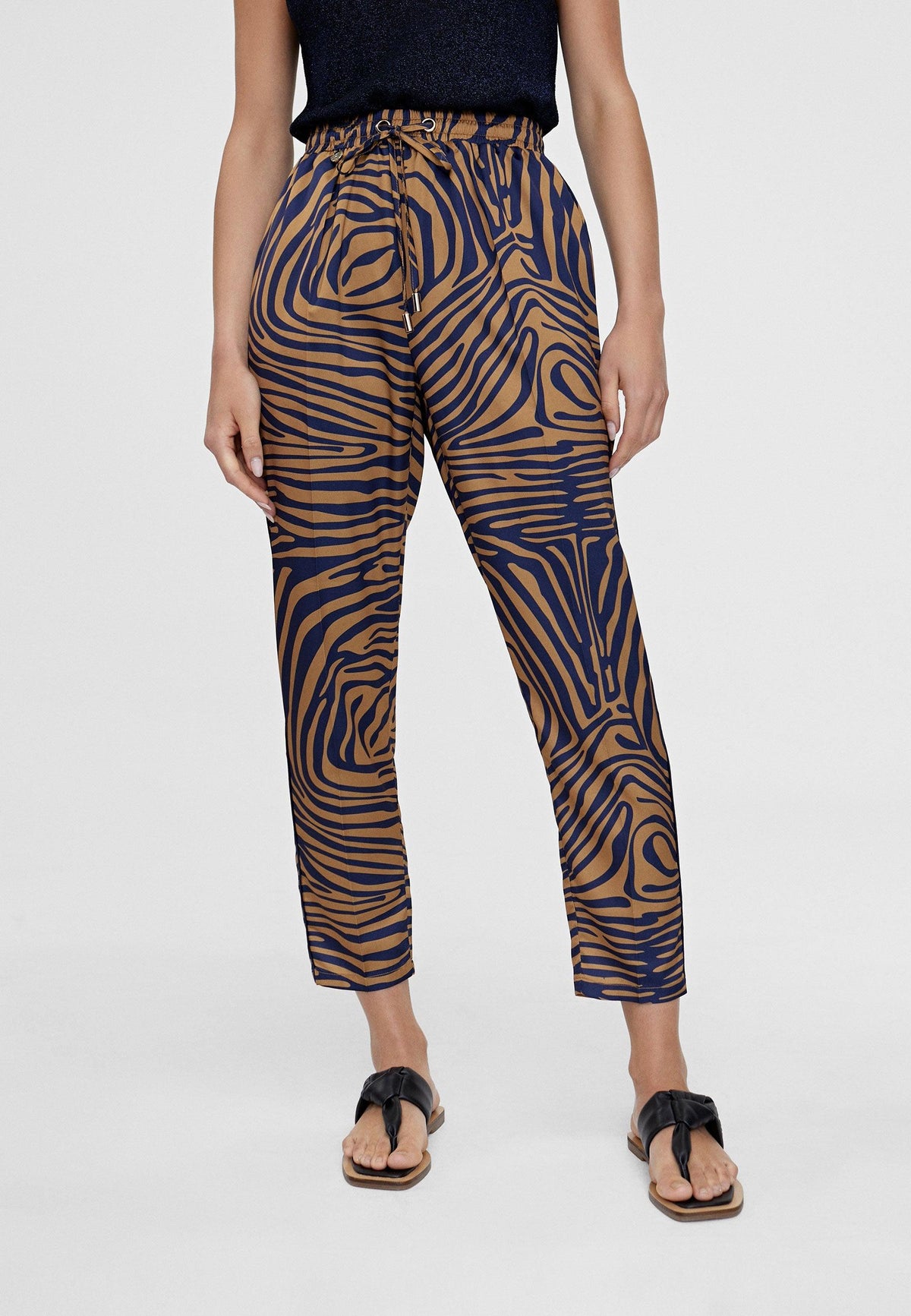 LS2414022-Brown-Blue-Zebra print jogging trousers