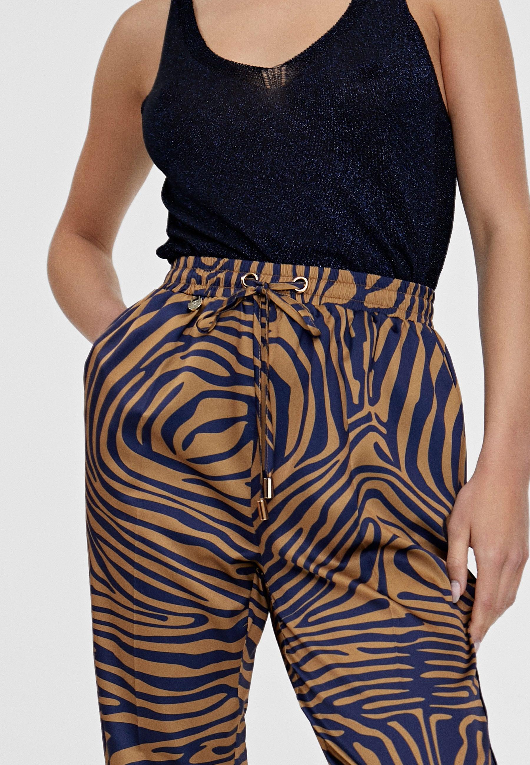 LS2414022-Brown-Blue-Zebra print jogging trousers