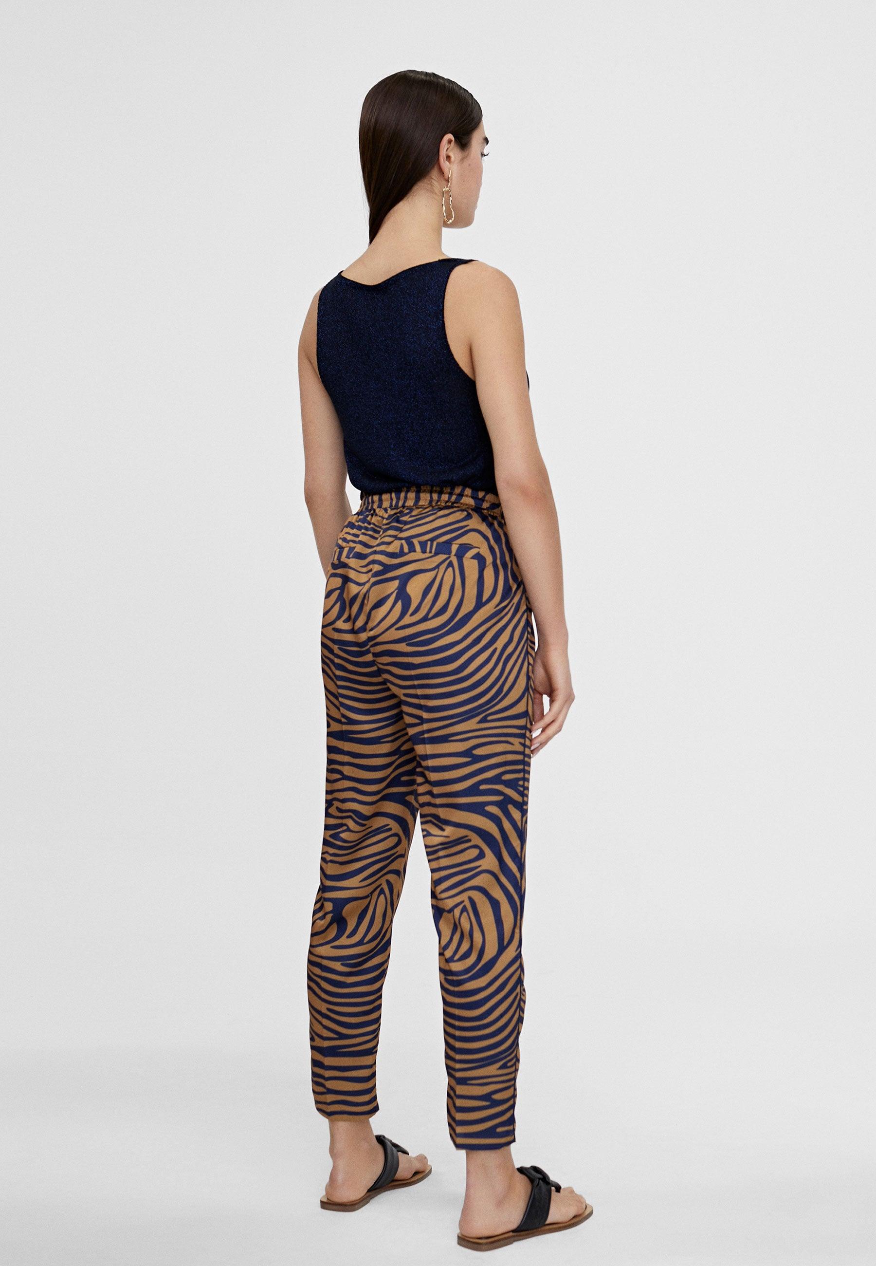 LS2414022-Brown-Blue-Zebra print jogging trousers