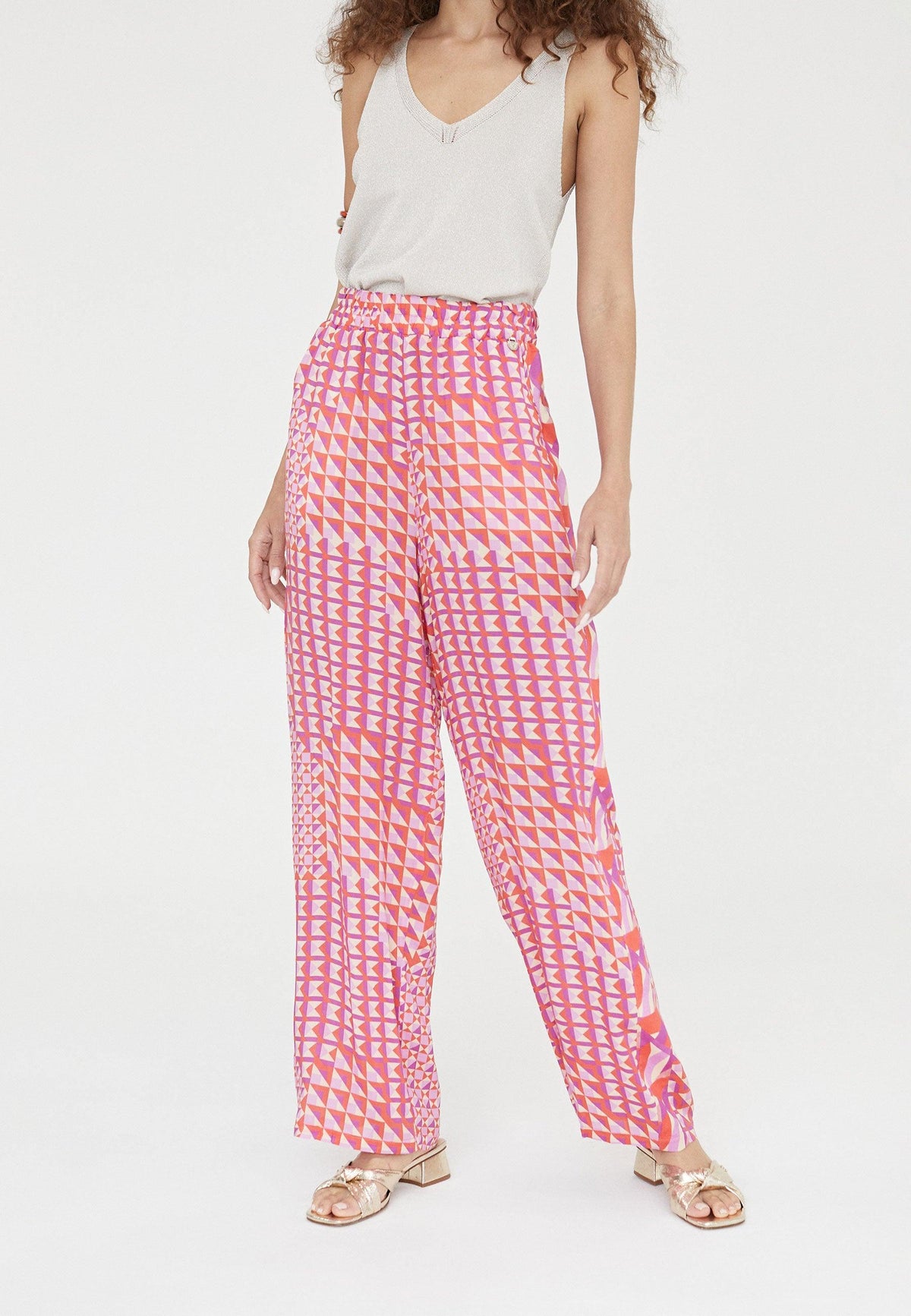 LS2414028-Red-Lilac-Palazzo trousers with print