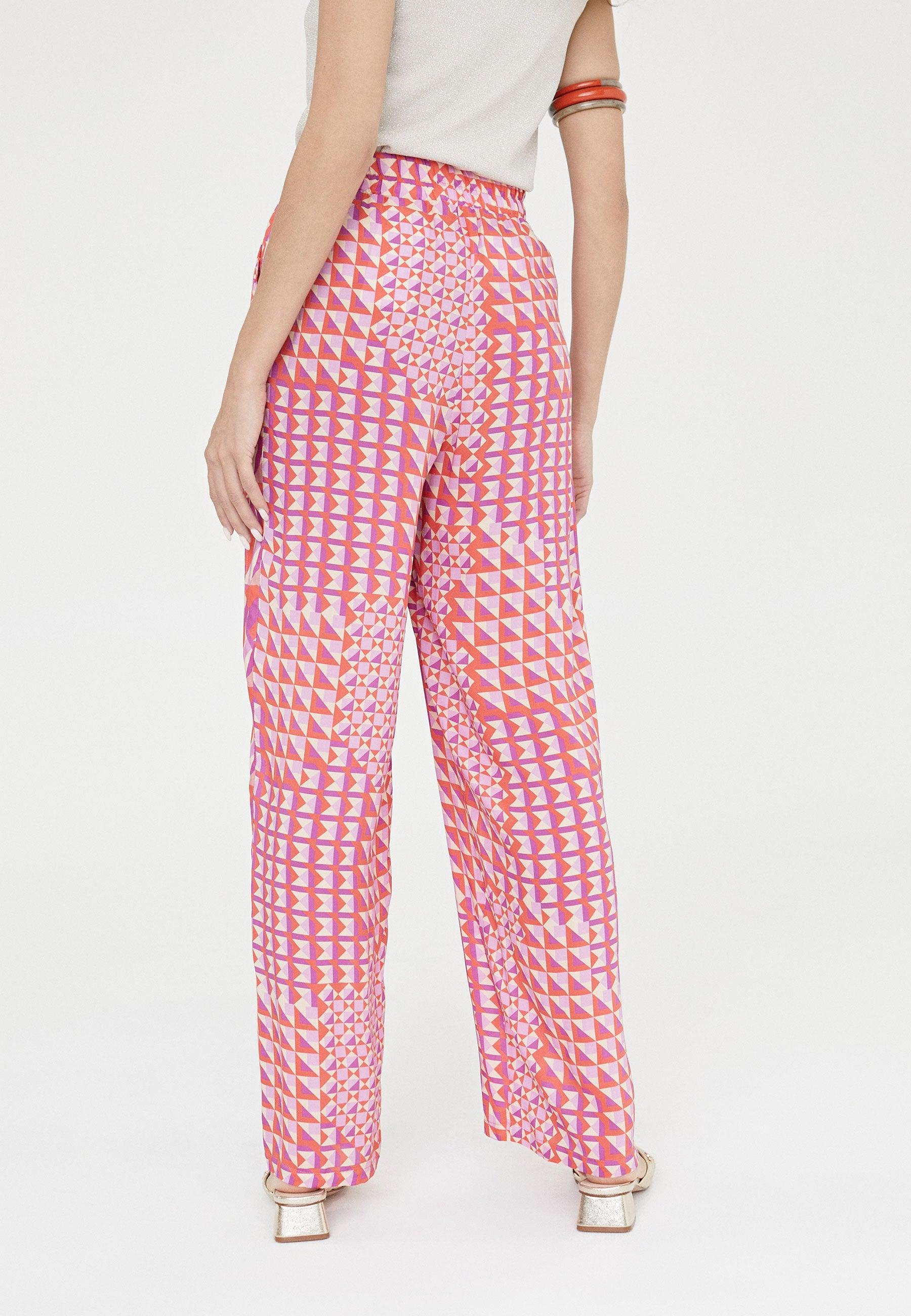 LS2414028-Red-Lilac-Palazzo trousers with print