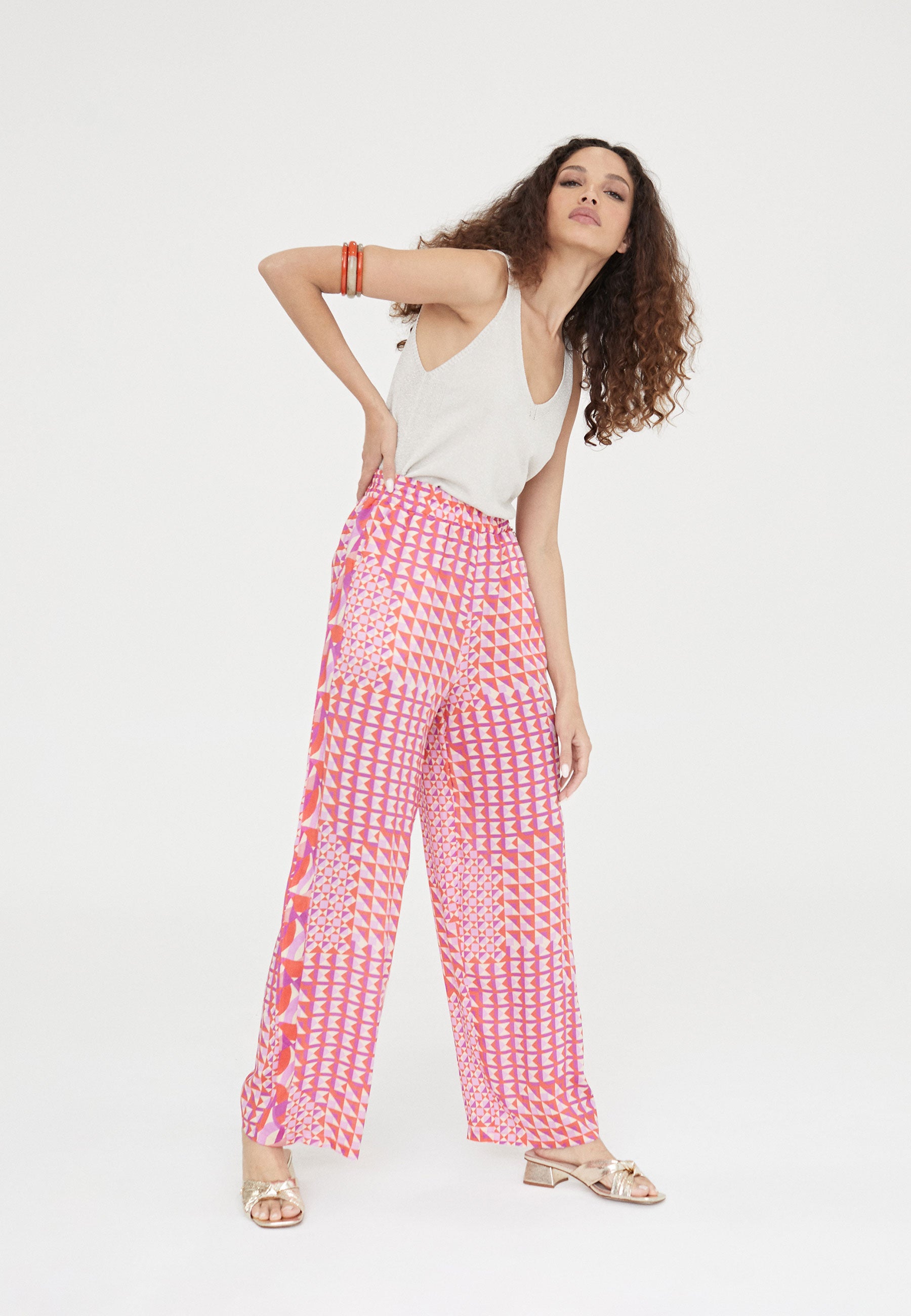 LS2414028-Red-Lilac-Palazzo trousers with print