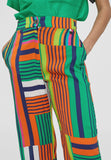 LS2414030-Green-Orange-Multicoloured palazzo trousers