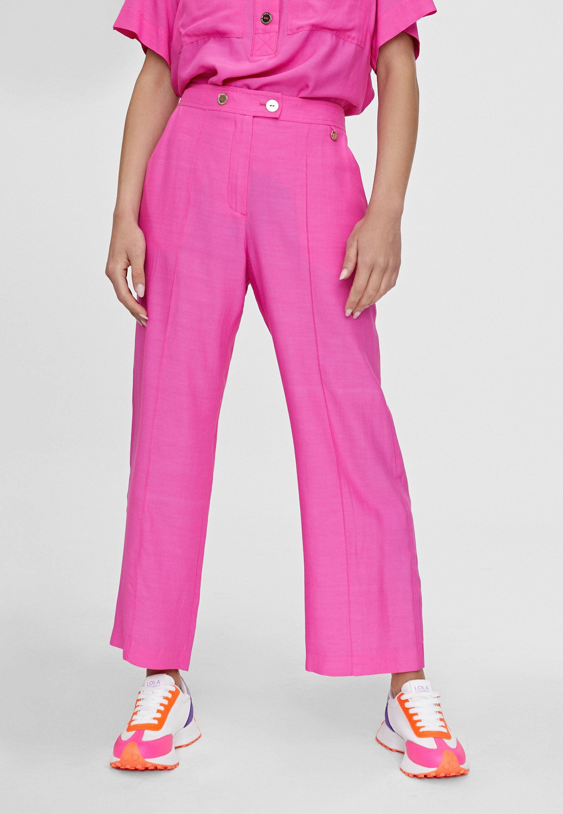 LS2414032-Fuchsia-Monochrome cropped trousers