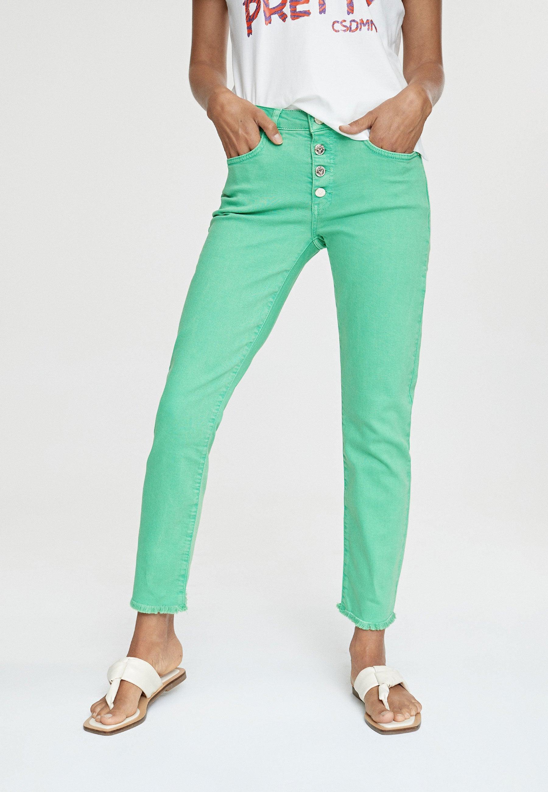 LS2414034-Green-Jeans with buttons