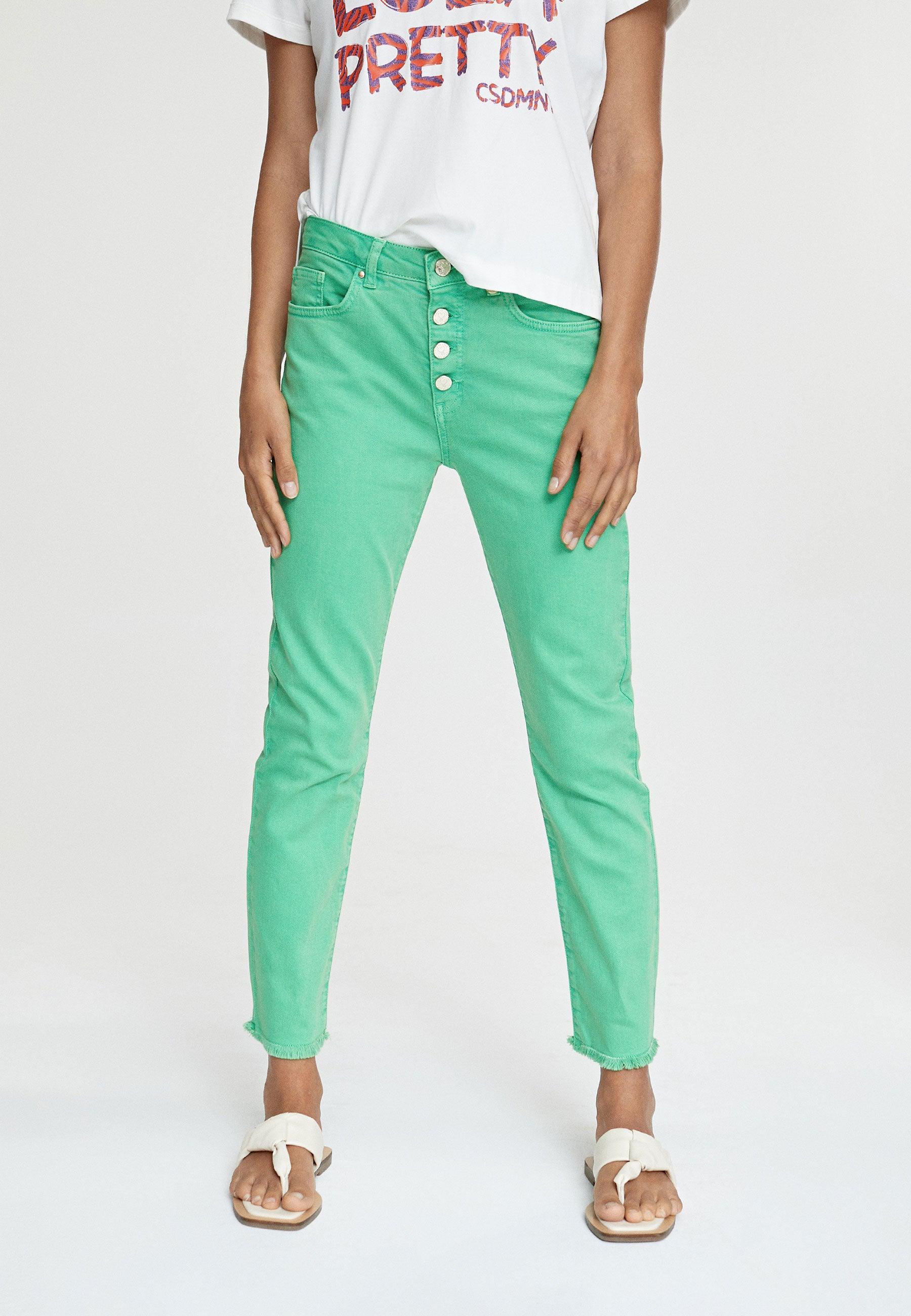 LS2414034-Green-Jeans with buttons