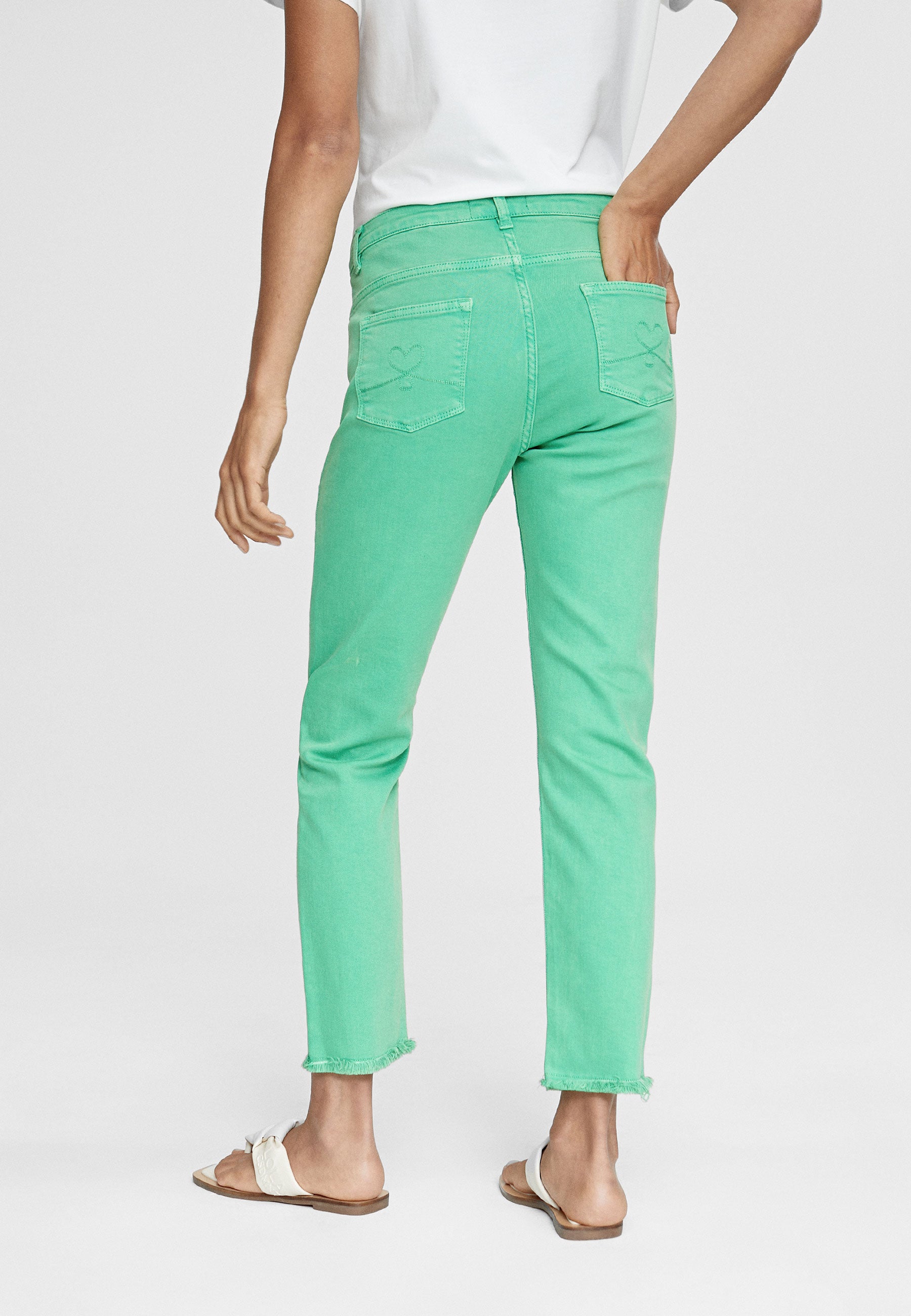 LS2414034-Green-Jeans with buttons