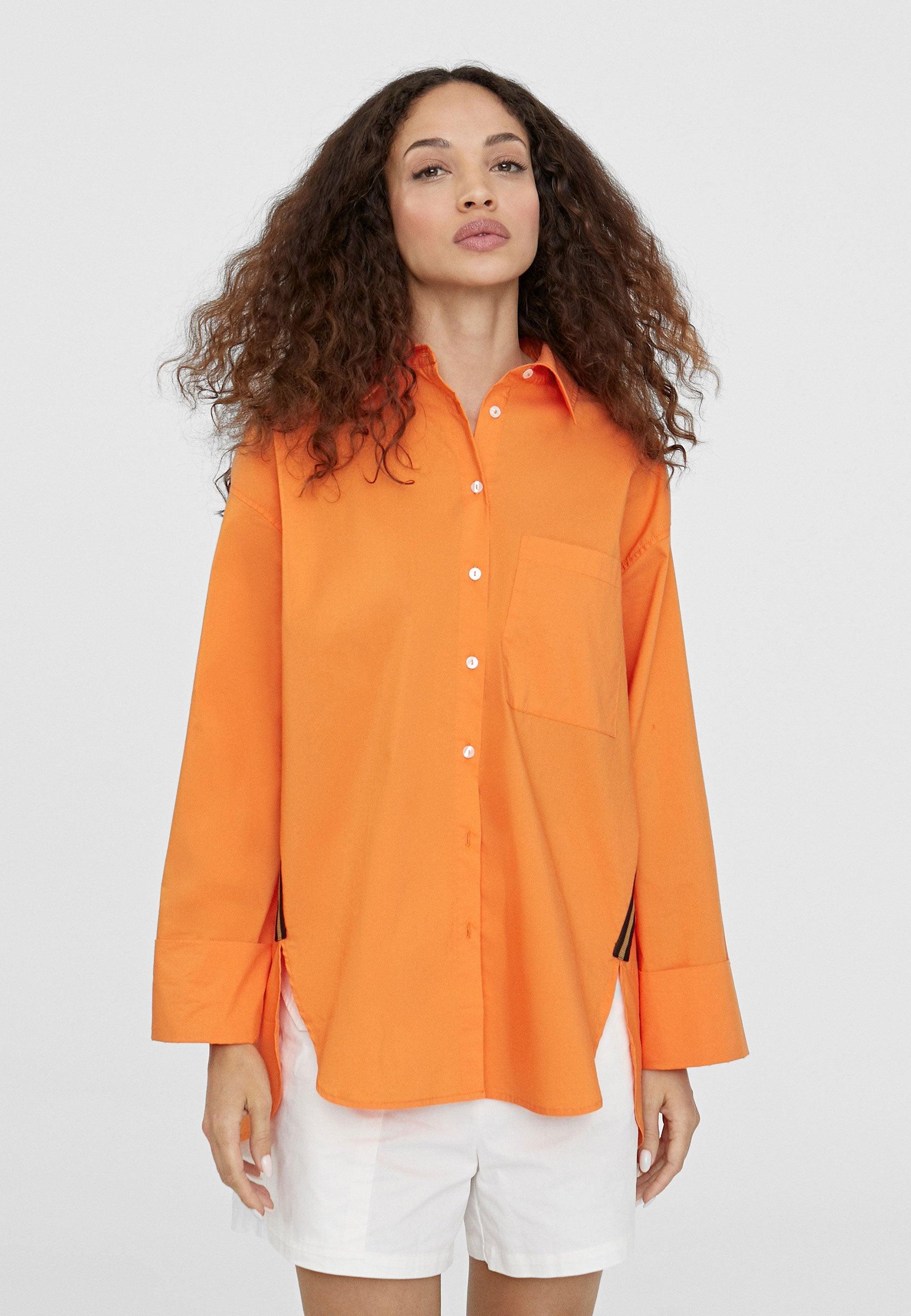 LS2415001-Orange-Basic cotton shirt