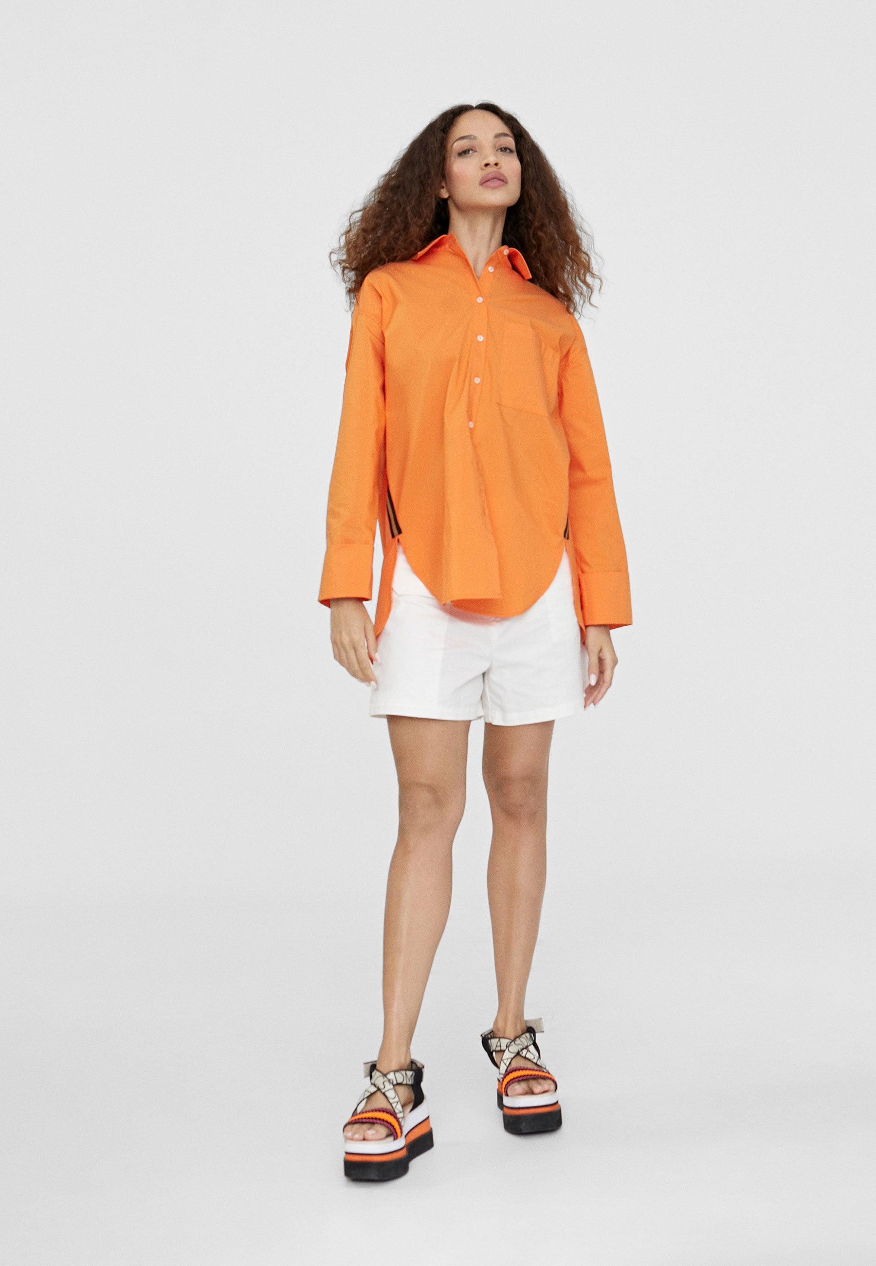 LS2415001-Orange-Basic cotton shirt