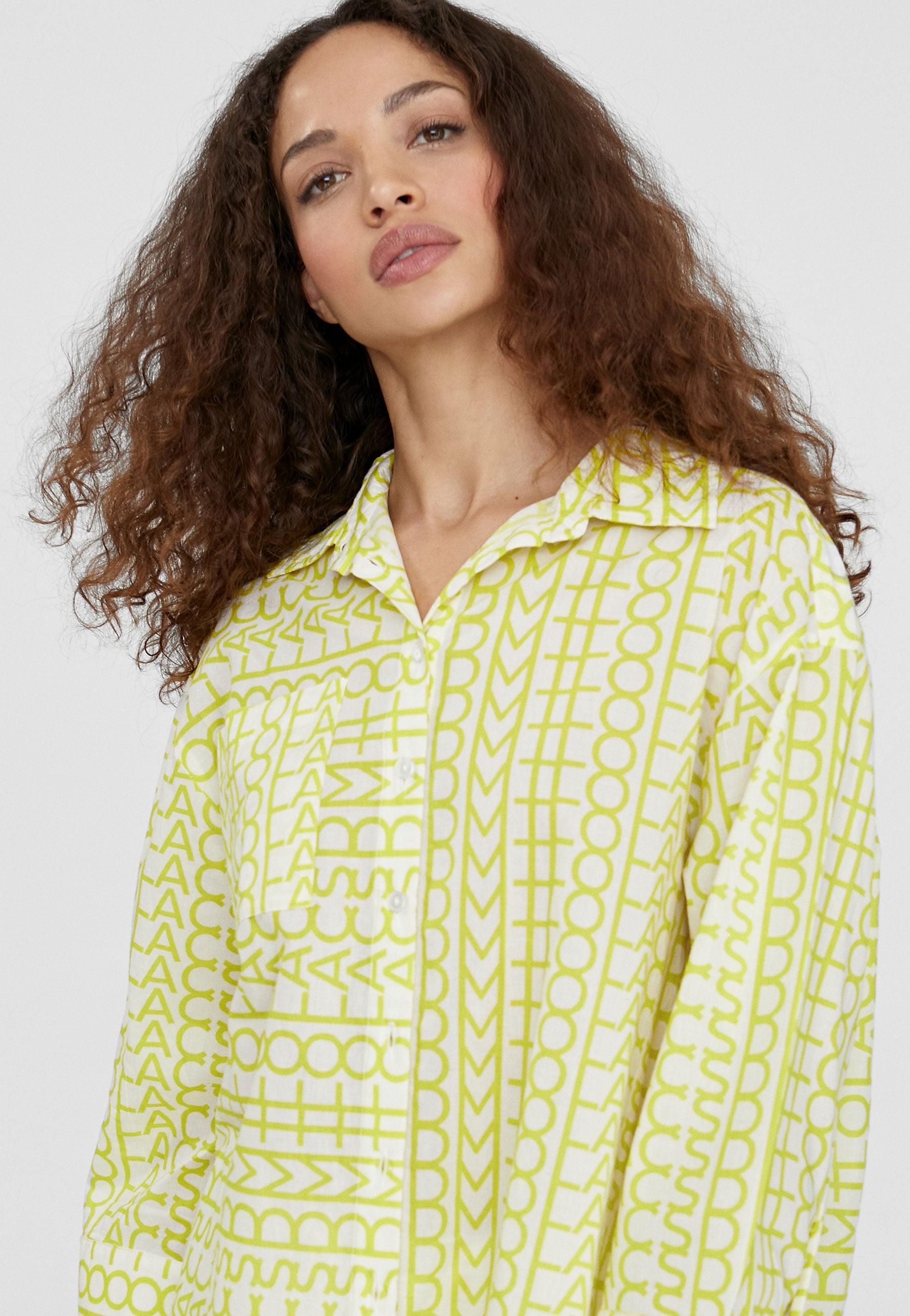 LS2415003-Pistachio-Oversized logo print shirt 