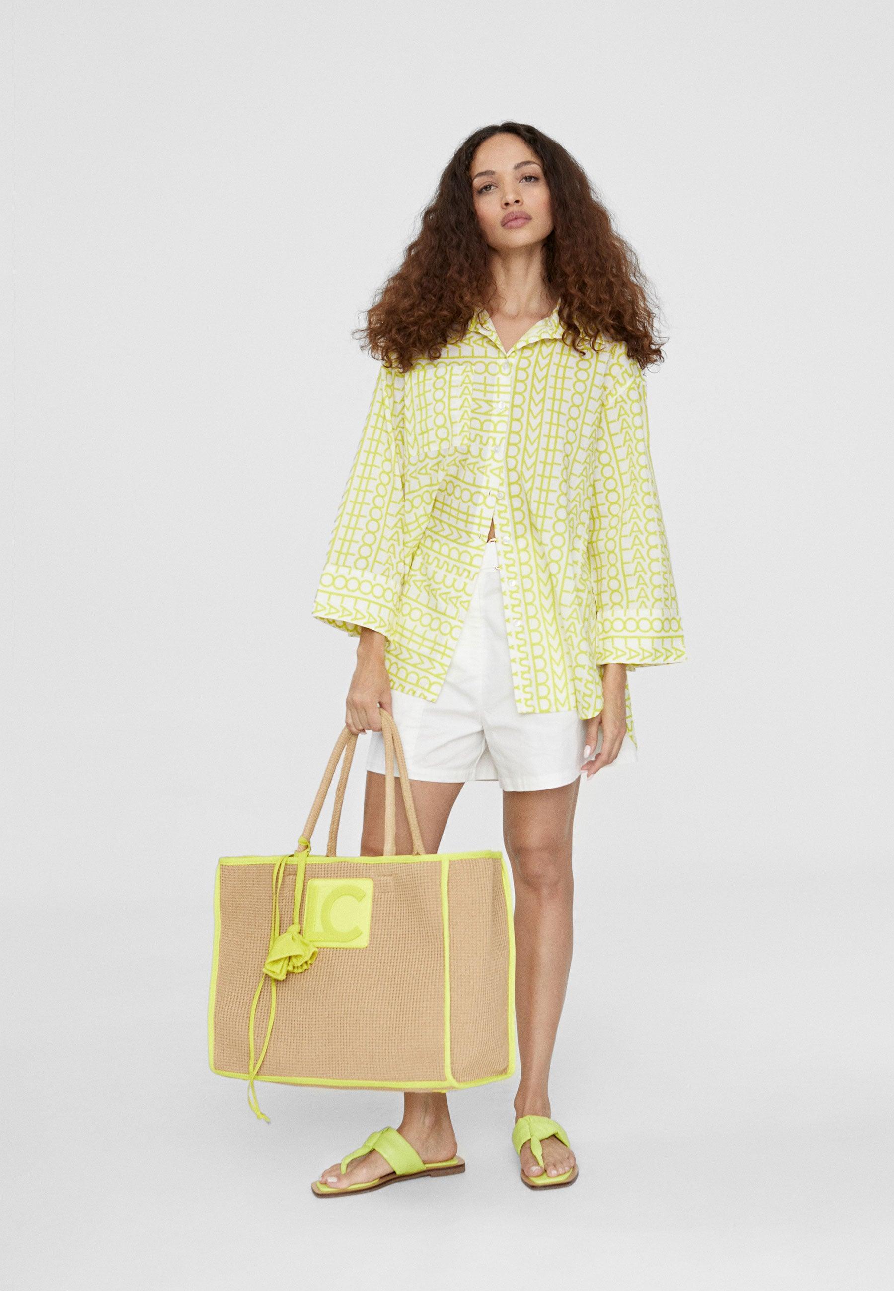 LS2415003-Pistachio-Oversized logo print shirt 