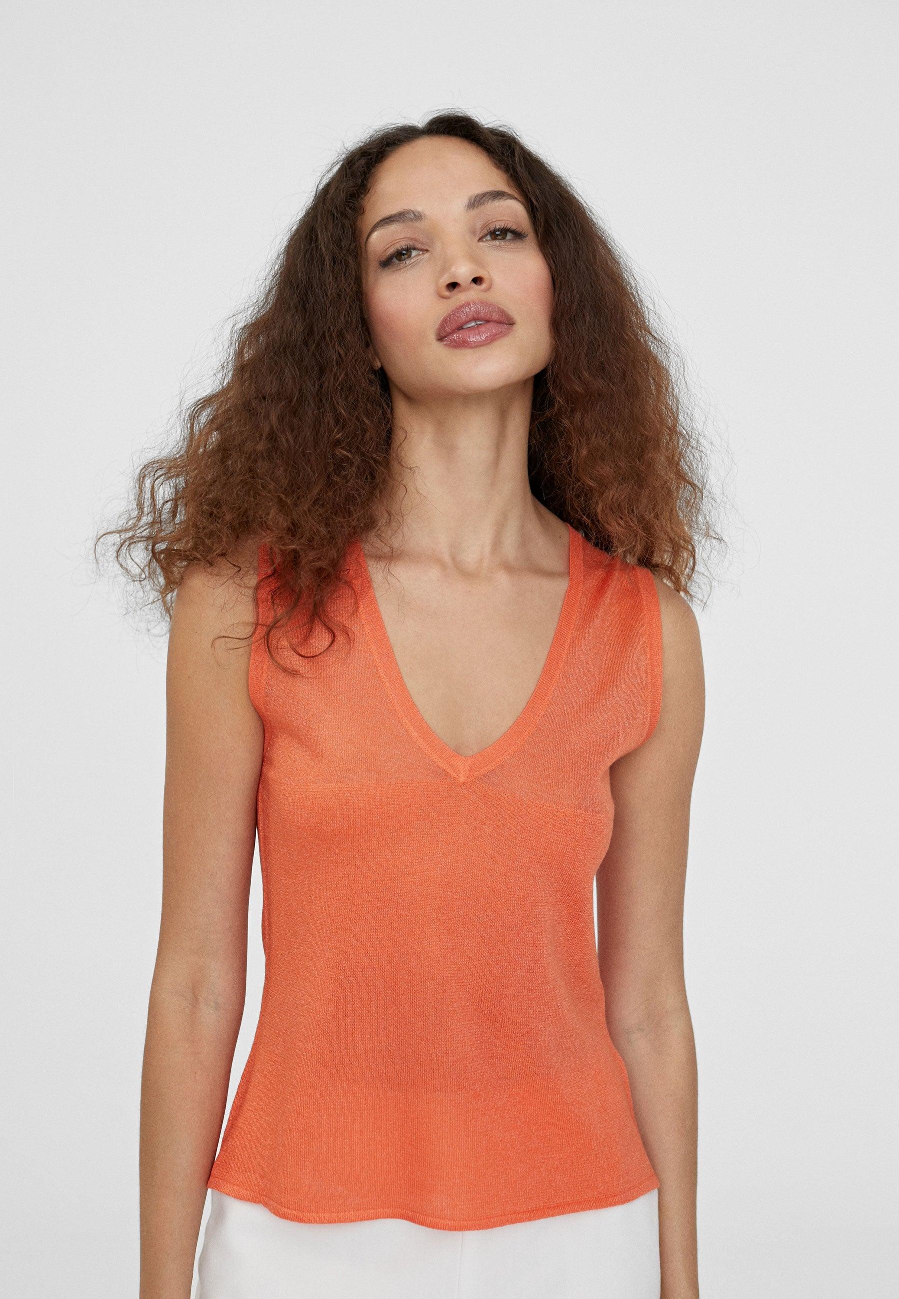 LS2415007-Orange-Plain-coloured knit top