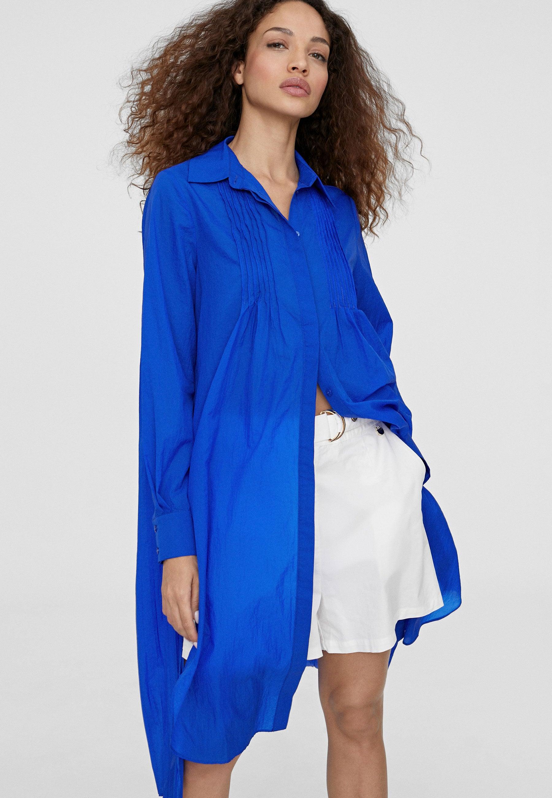 LS2415011-Medium-Blue-Long blouse with slits