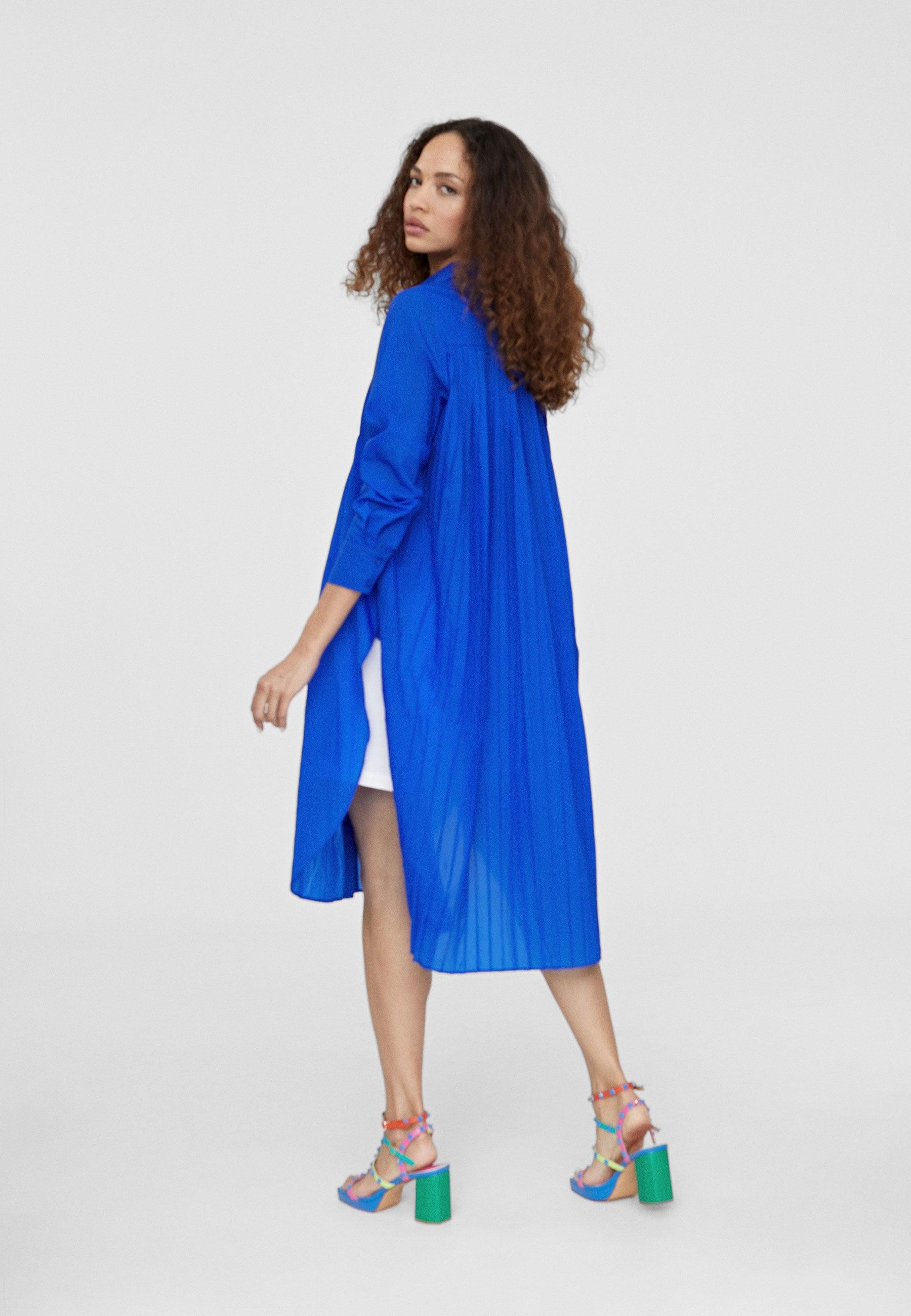 LS2415011-Medium-Blue-Long blouse with slits