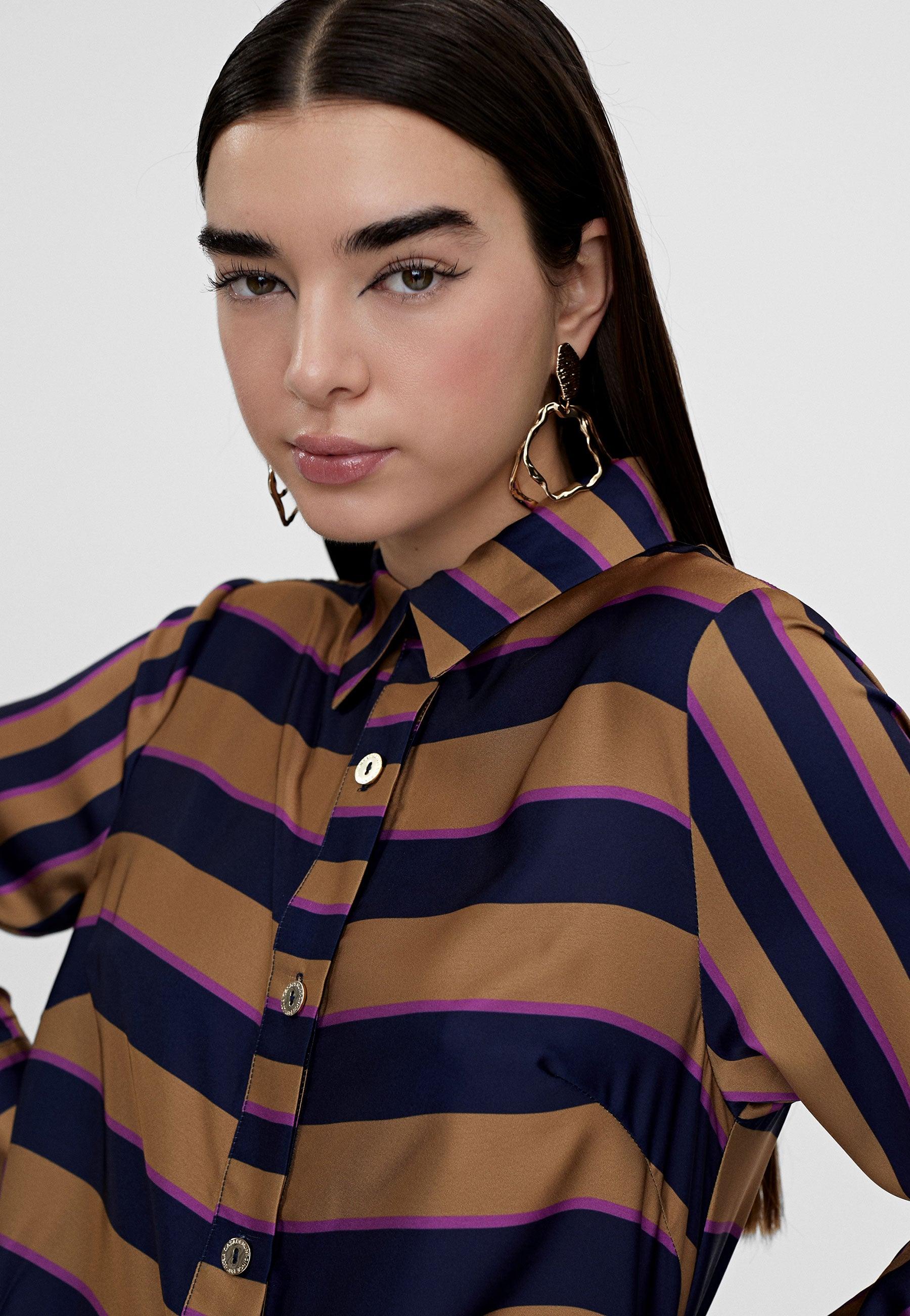 LS2415012-Blue-Brown-Long sleeve striped shirt