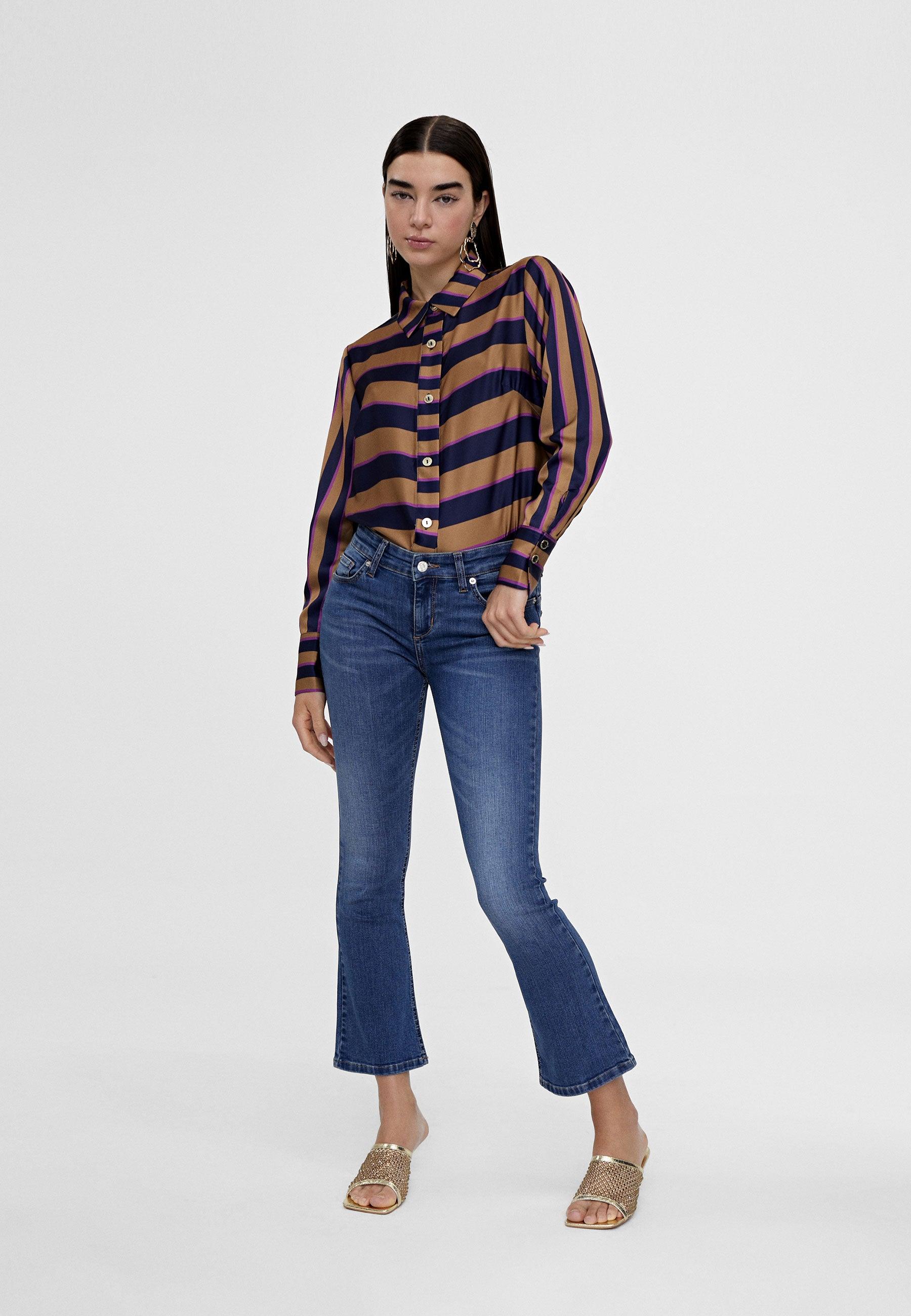 LS2415012-Blue-Brown-Long sleeve striped shirt