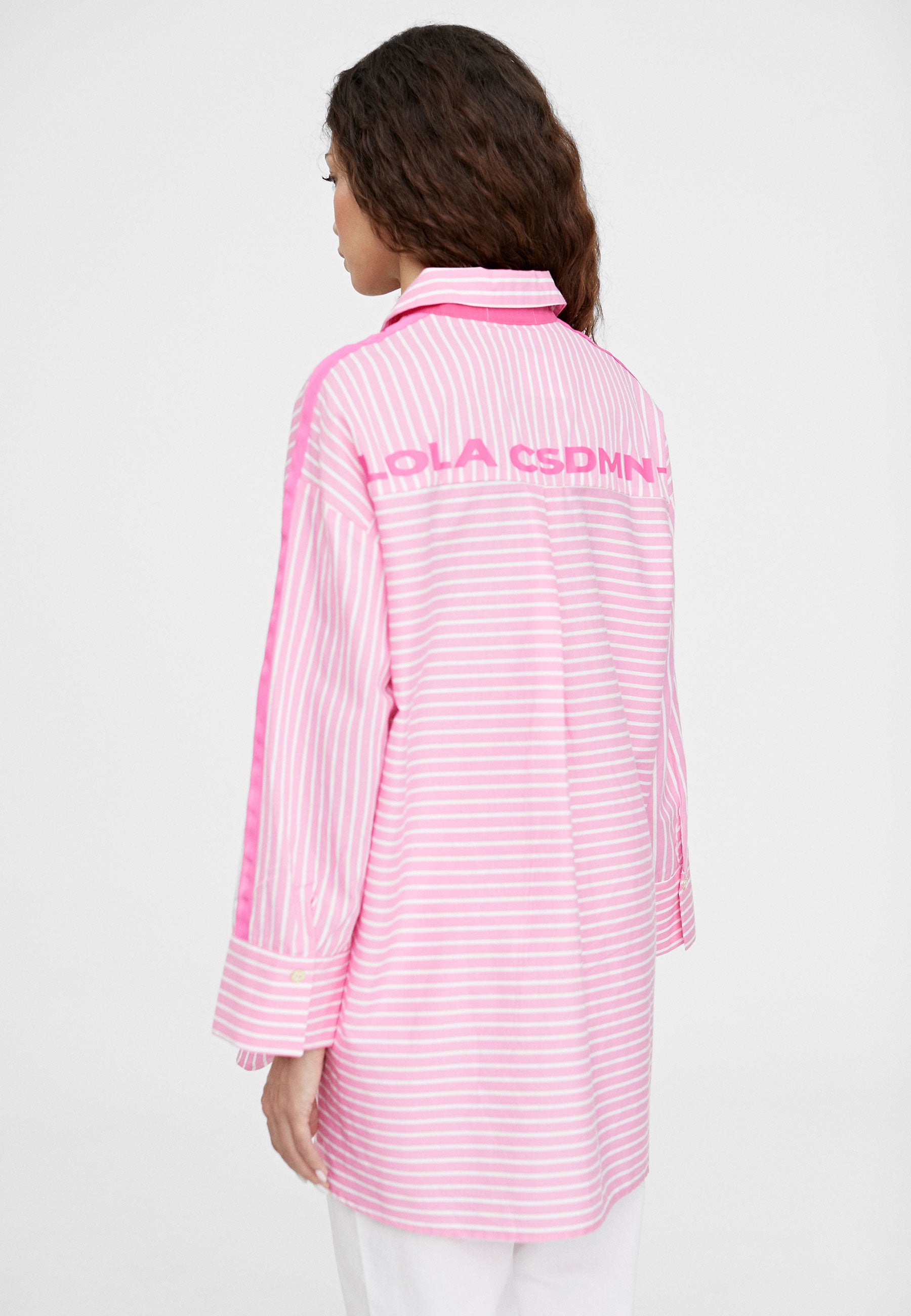 LS2415016-Pink-White-Oversize striped shirt