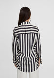 LS2415017-Black-White-Flowing striped shirt